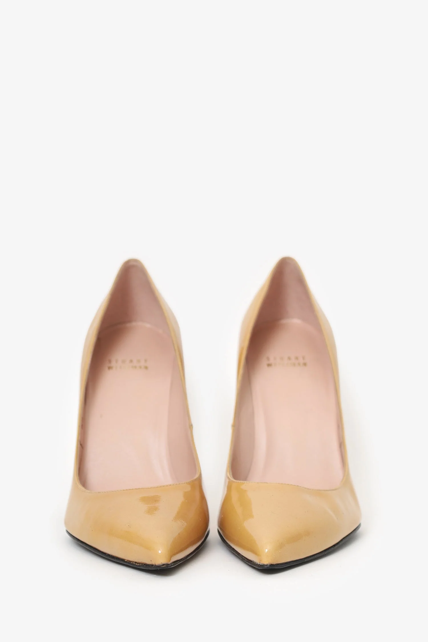 Stuart Weitzman Beige Patent Leather Pointed Heels Size 8 - Image 3