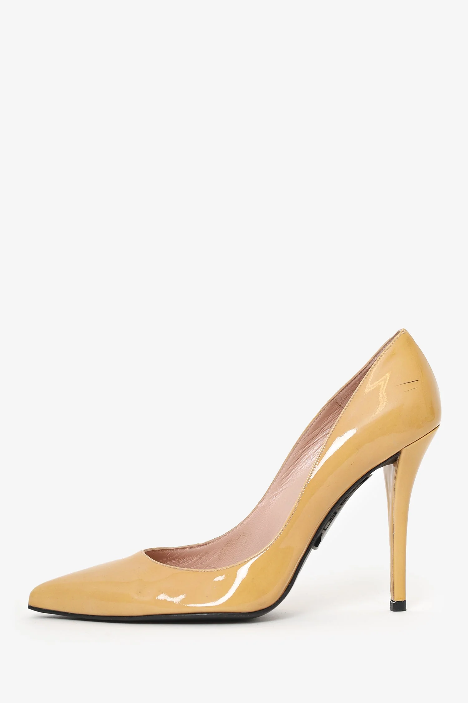 Stuart Weitzman Beige Patent Leather Pointed Heels Size 8 - Image 4