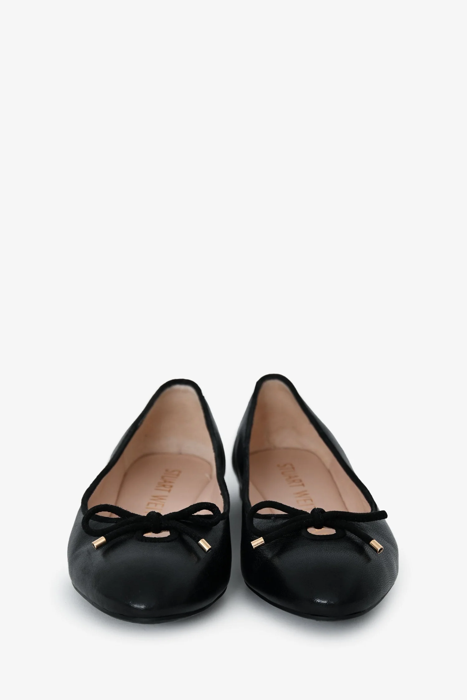 Stuart Weitzman Black Leather Bow Ballet Flats Size 6 - Image 3
