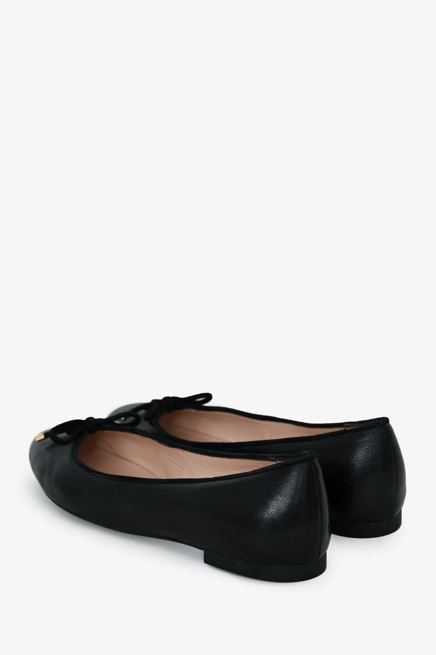 Stuart Weitzman Black Leather Bow Ballet Flats Size 6 - Image 4