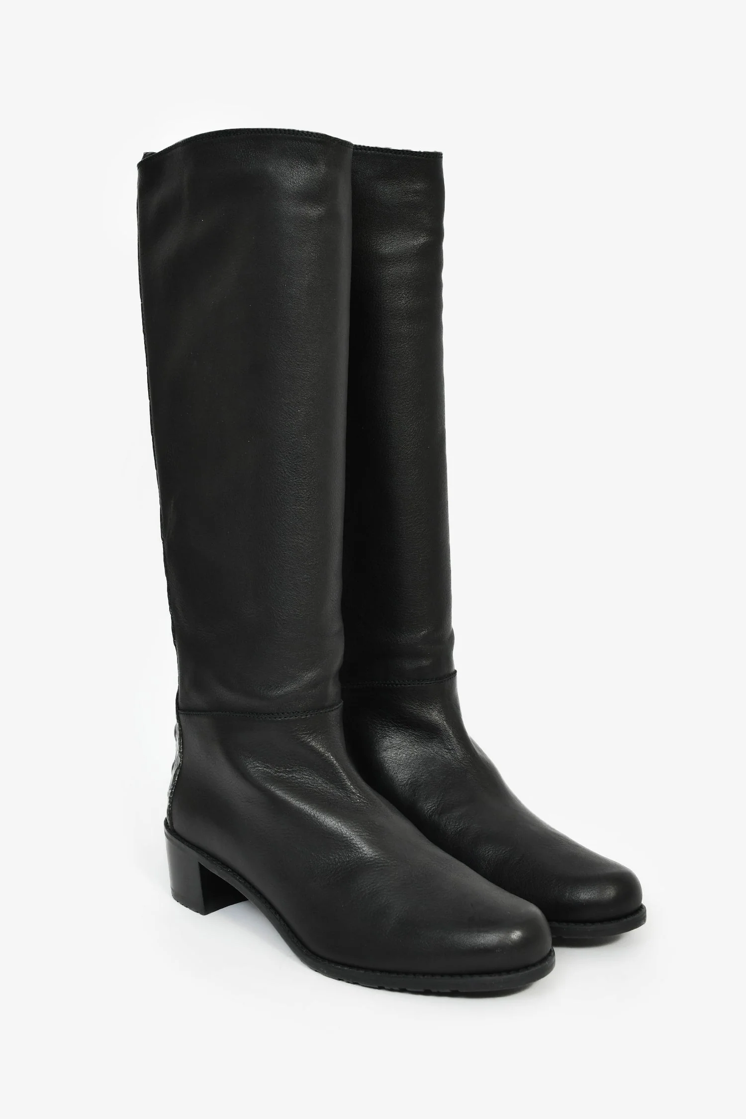 Stuart Weitzman Black Leather High Boots Size 9 - Image 2