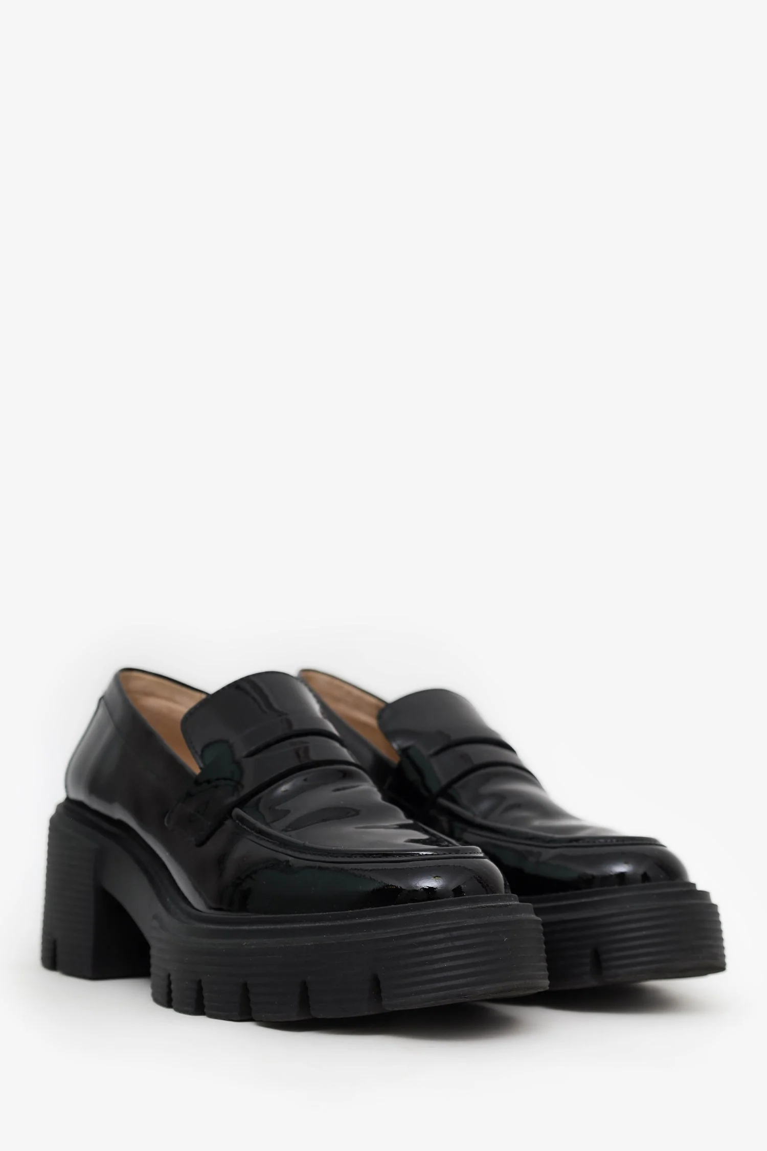 Stuart Weitzman Black Patent Soho 75 Loafers Size 38.5 - Image 2