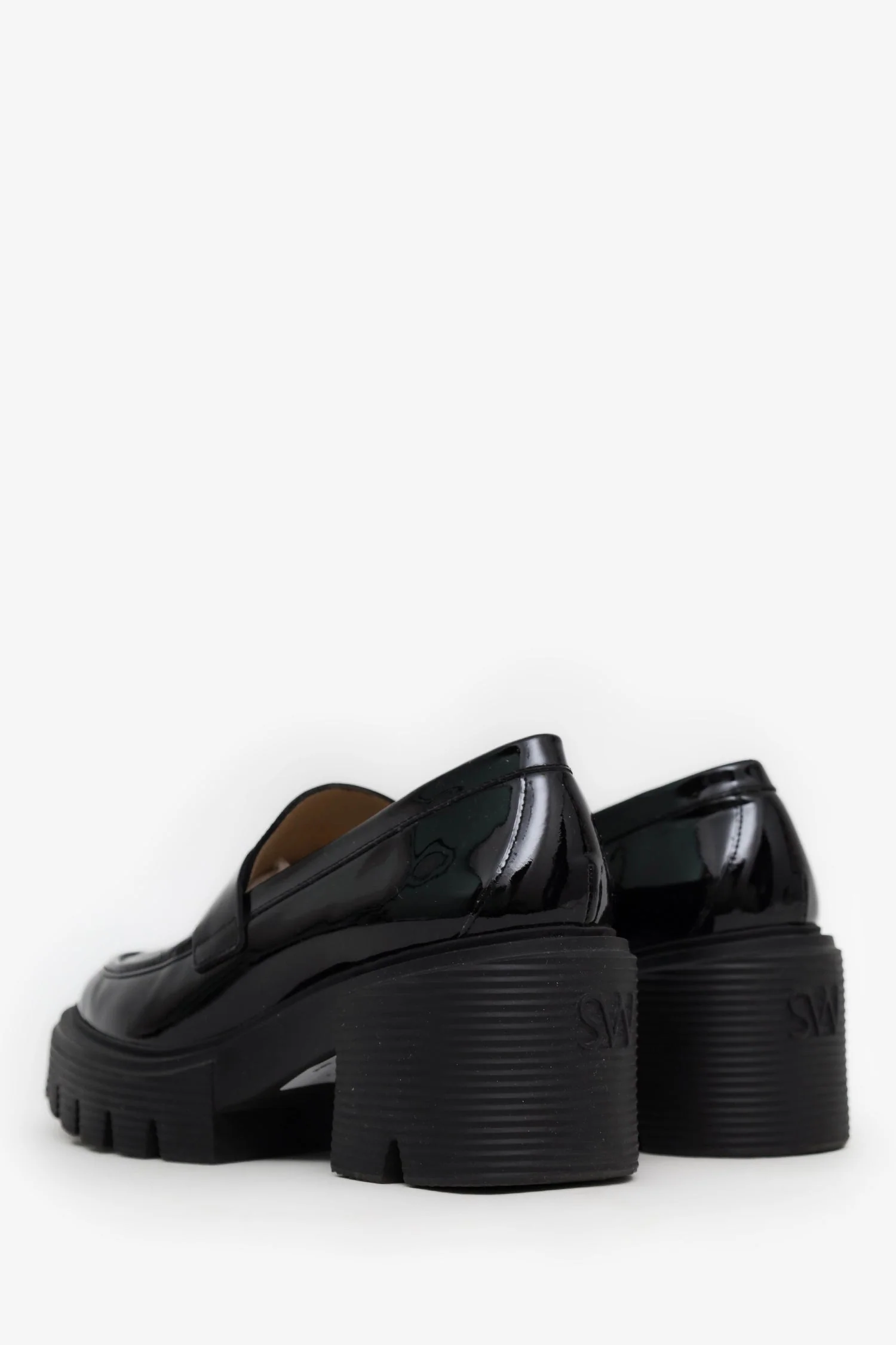Stuart Weitzman Black Patent Soho 75 Loafers Size 38.5 - Image 4