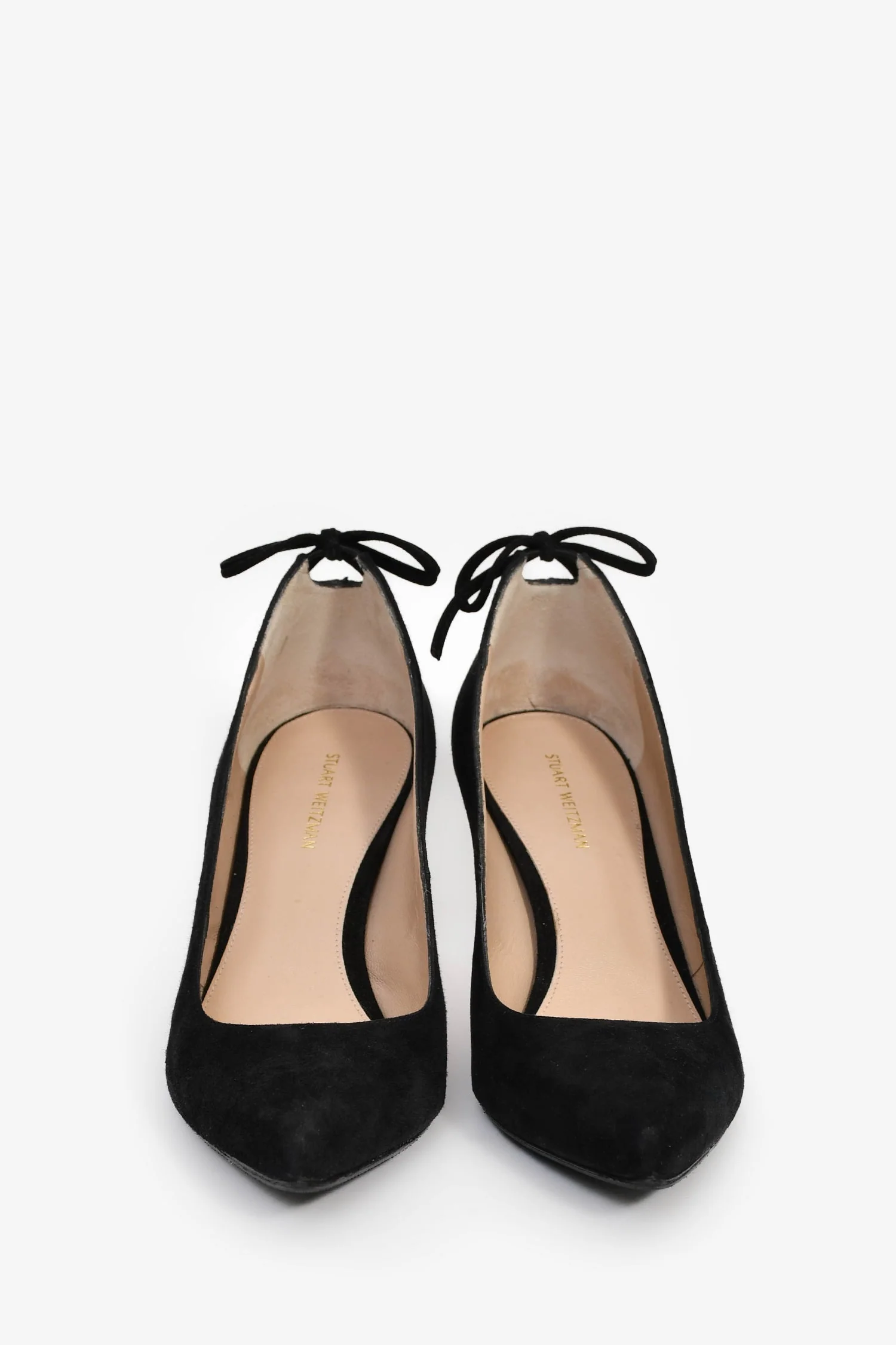 Stuart Weitzman Black Suede Bow Detail Heels Size 7 - Image 3