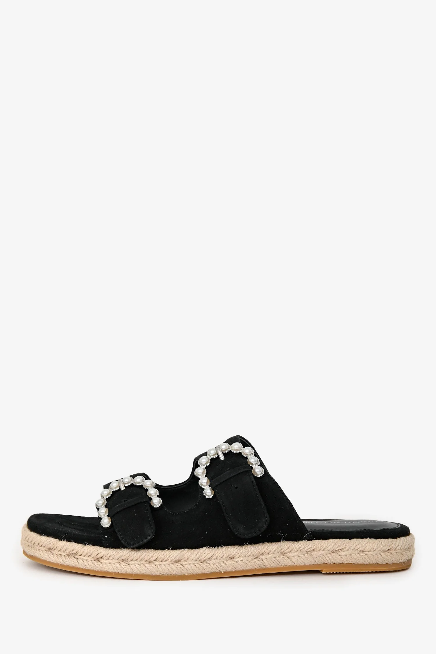 Stuart Weitzman Black Suede 'Tomi' Pearl Espadrilles Size 8.5 - Image 5