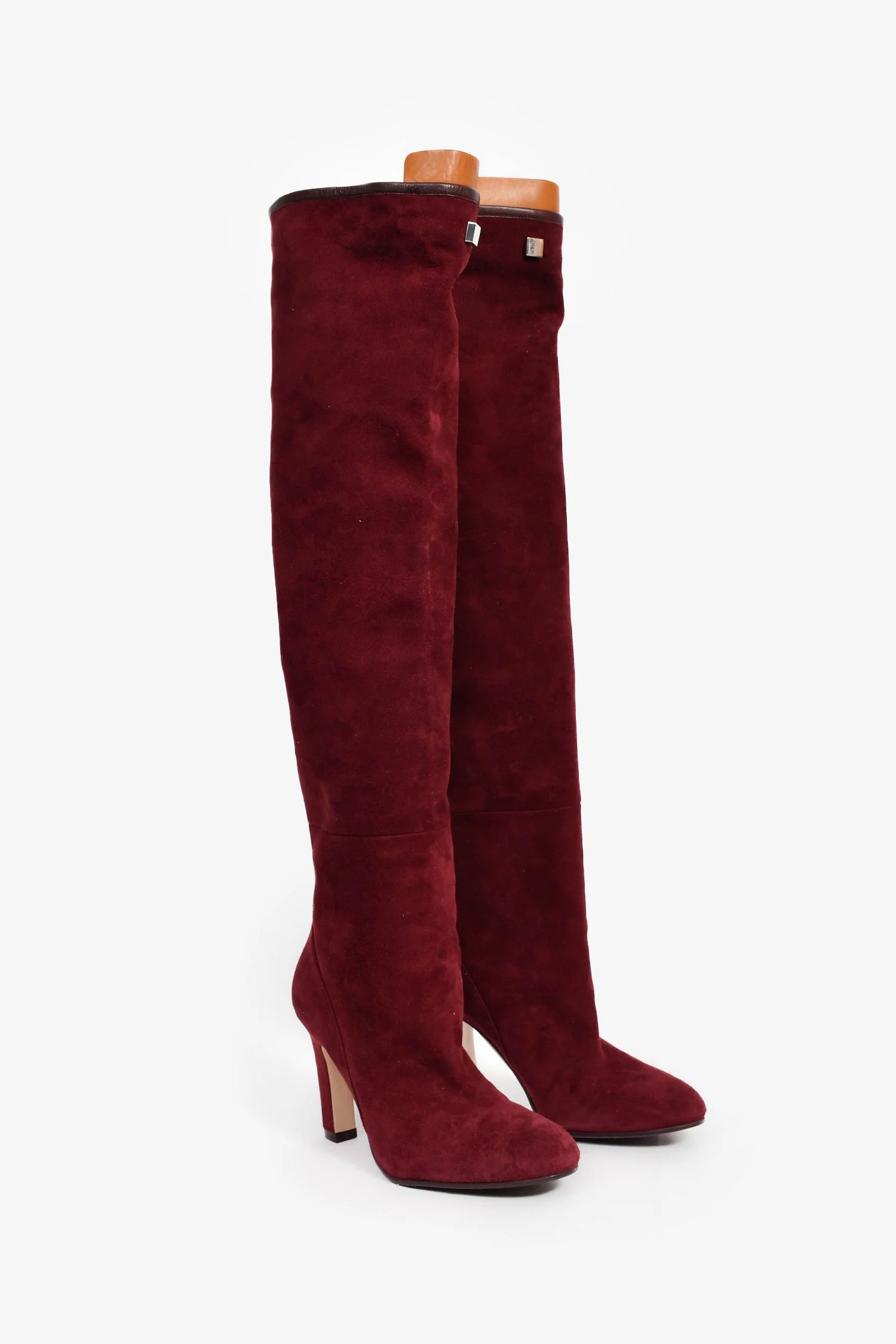 Stuart Weitzman Burgundy Suede Heeled Boots Size 5.5 - Image 2