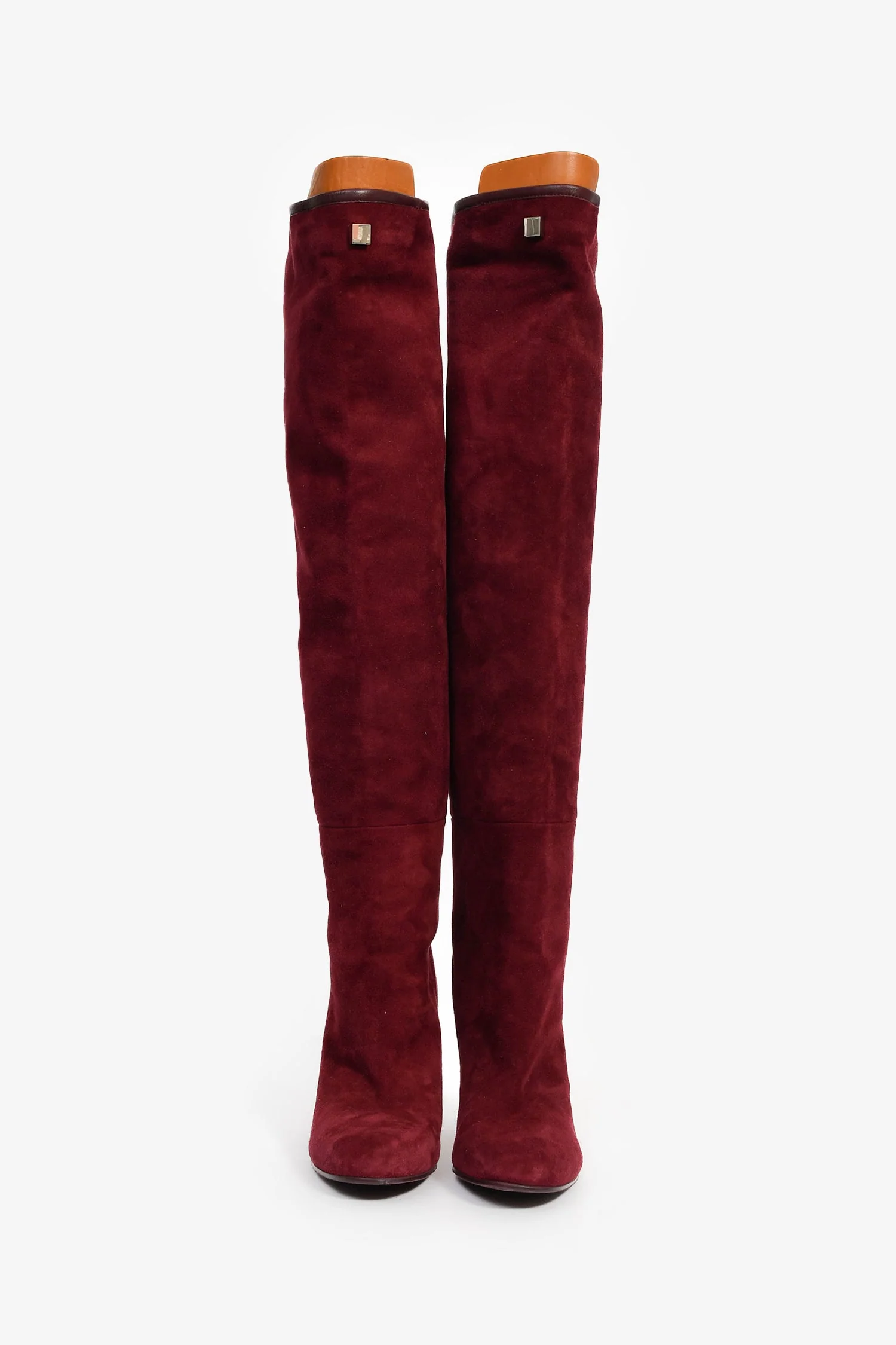 Stuart Weitzman Burgundy Suede Heeled Boots Size 5.5 - Image 3