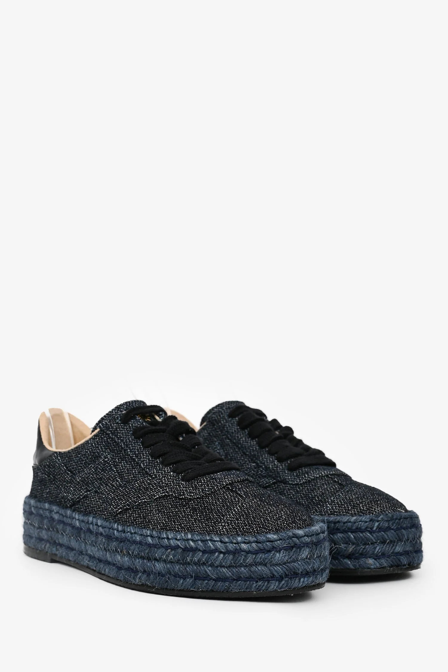 Stuart Weitzman DarDenim Lace-Up Espadrille Platform Sneakers Size 7.5 - Image 2
