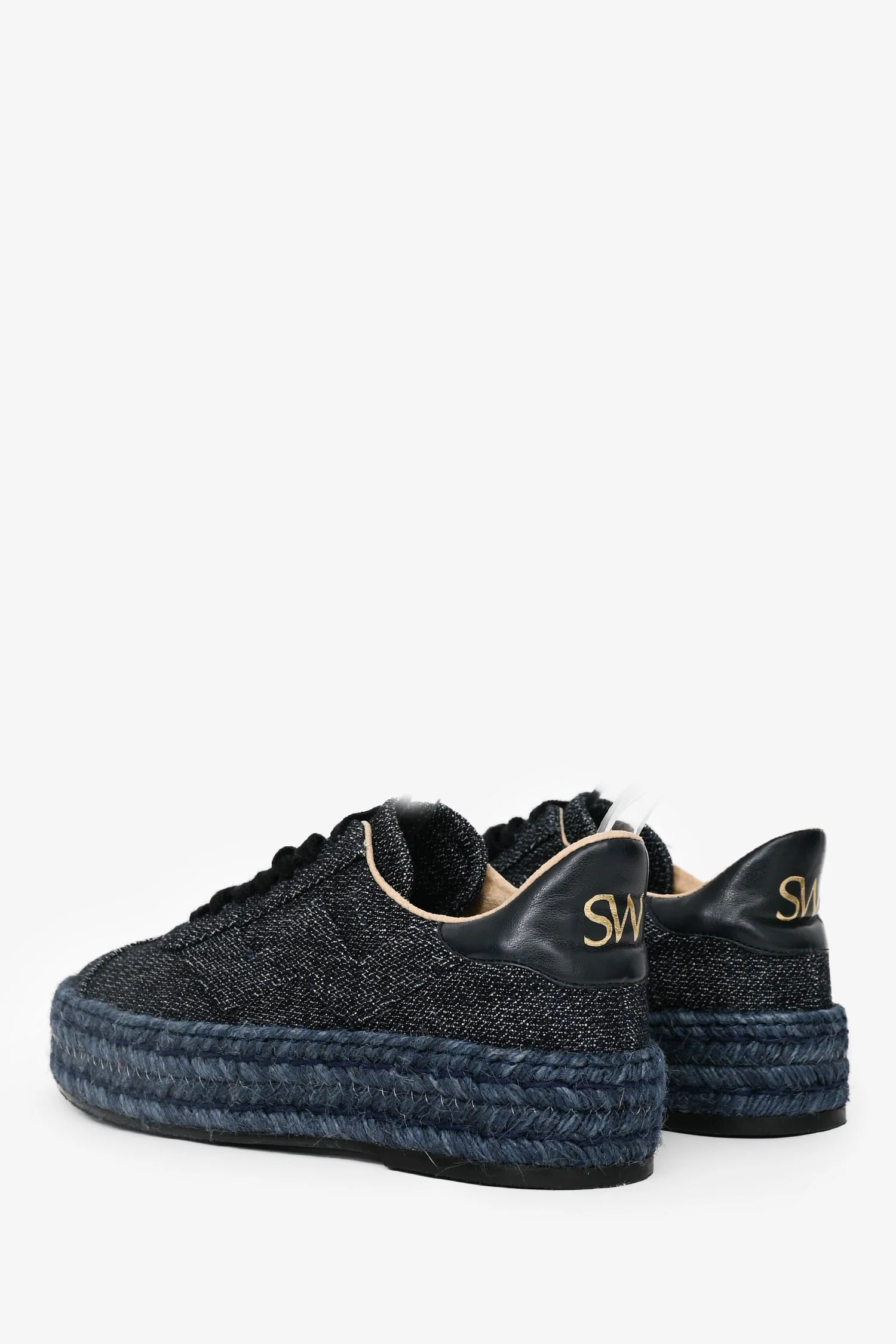 Stuart Weitzman DarDenim Lace-Up Espadrille Platform Sneakers Size 7.5 - Image 4