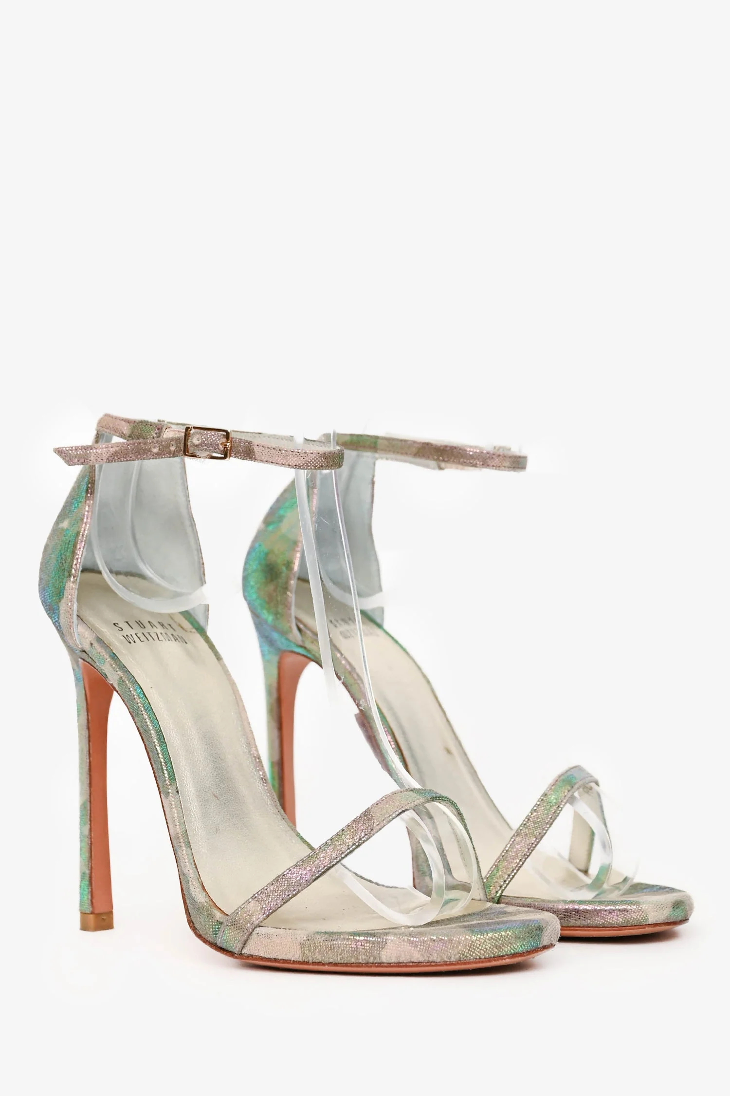 Stuart Weitzman Iridescent Camouflage Strappy Heels Size 6 - Image 2