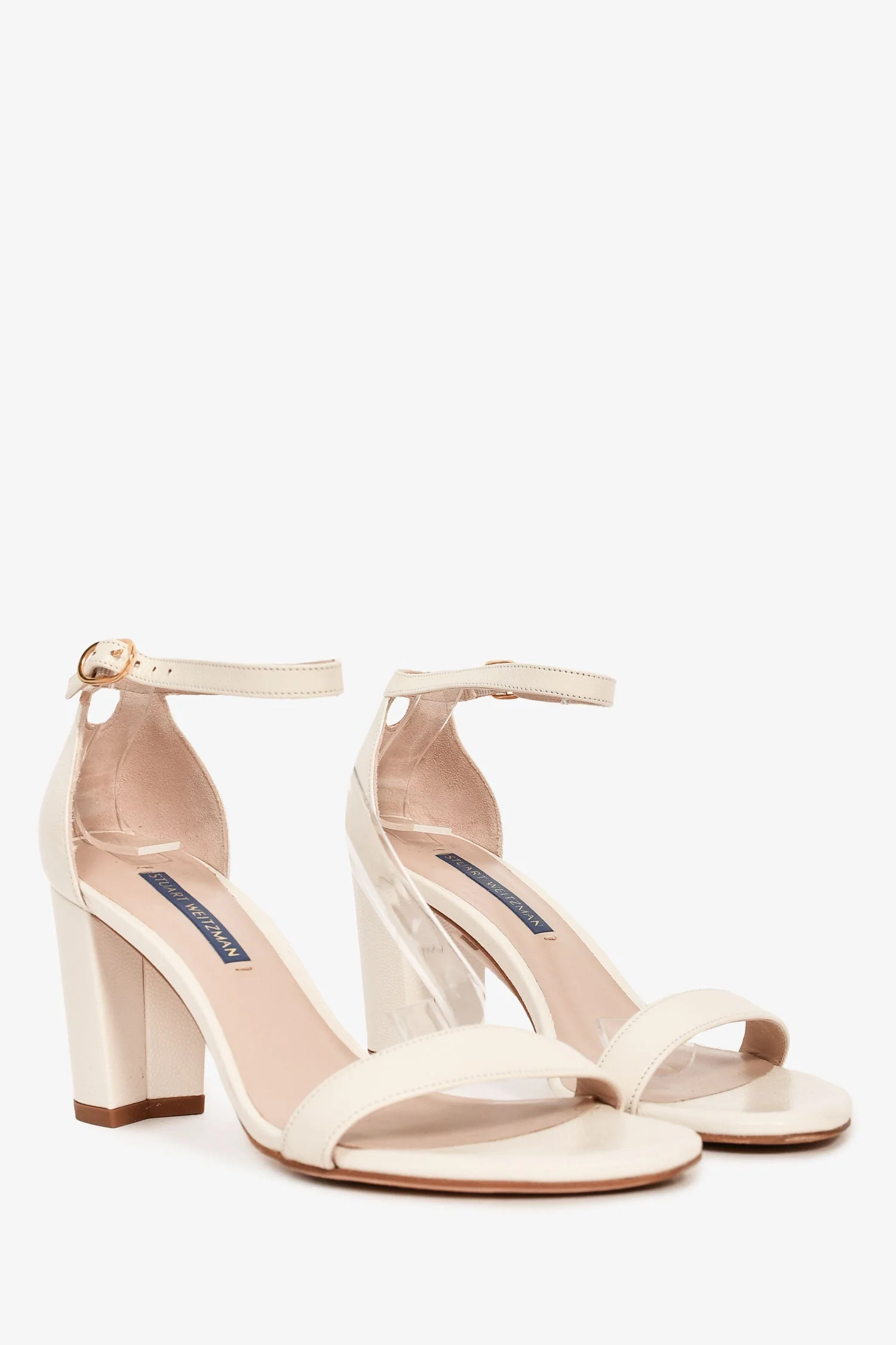 Stuart Weitzman White Patent Strappy Block Heels Size 36.5 - Image 2