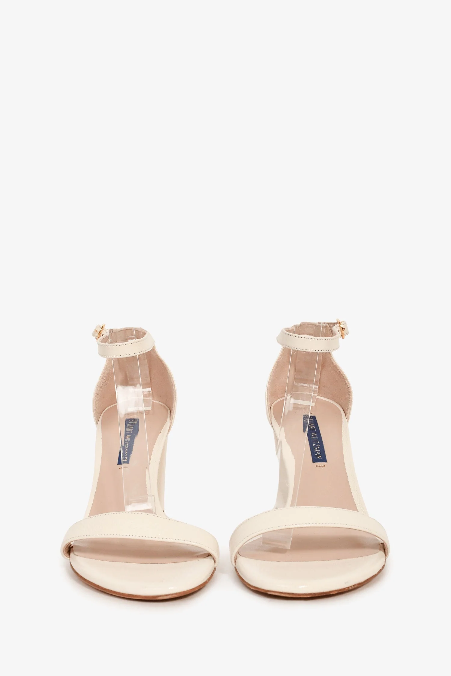 Stuart Weitzman White Patent Strappy Block Heels Size 36.5 - Image 3