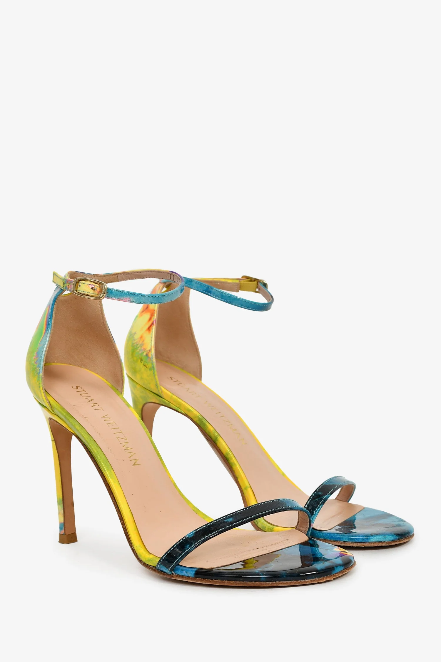 Stuart Weitzman Yellow/Multicolour Patent Leather Heels Size 7 - Image 2