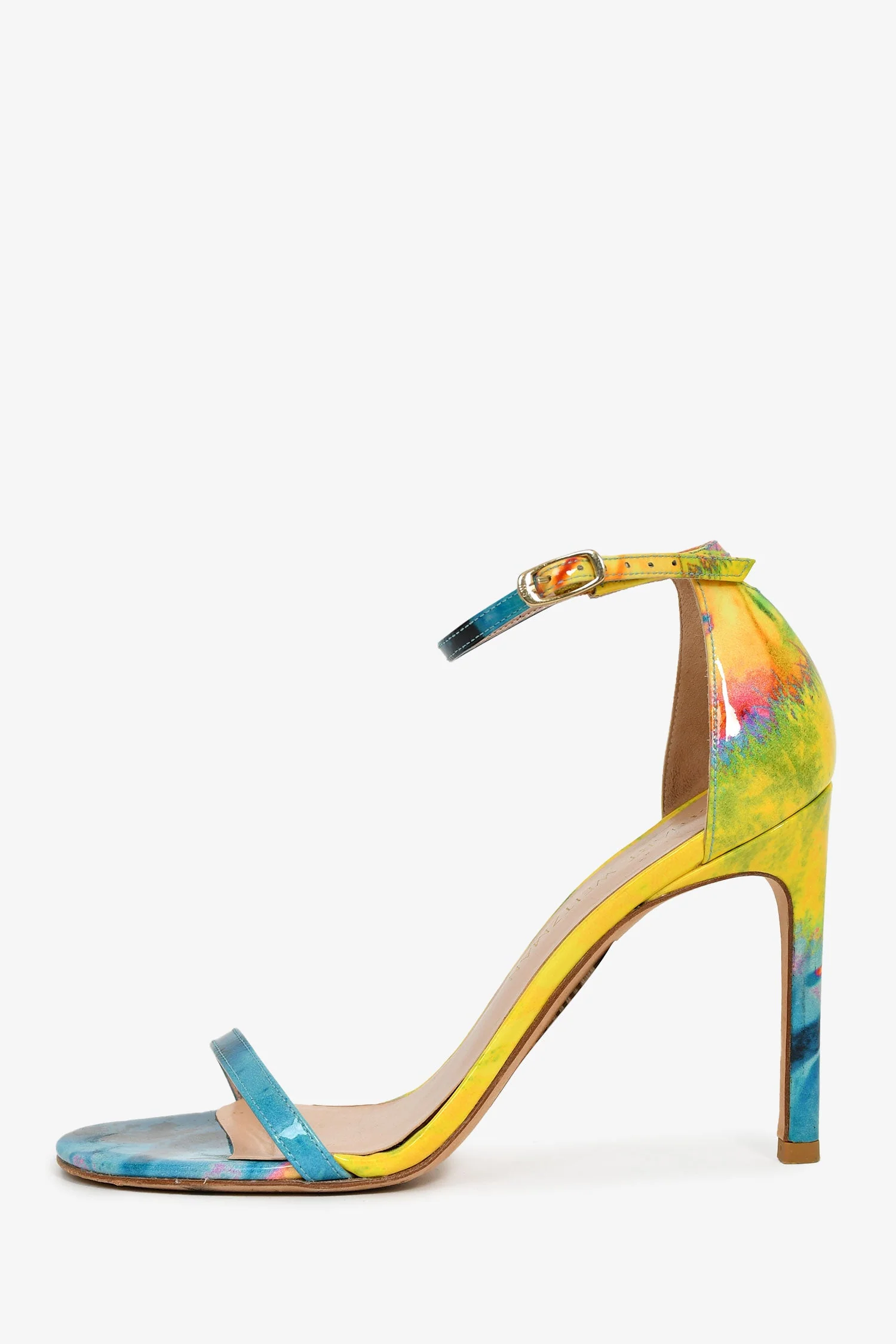 Stuart Weitzman Yellow/Multicolour Patent Leather Heels Size 7 - Image 4