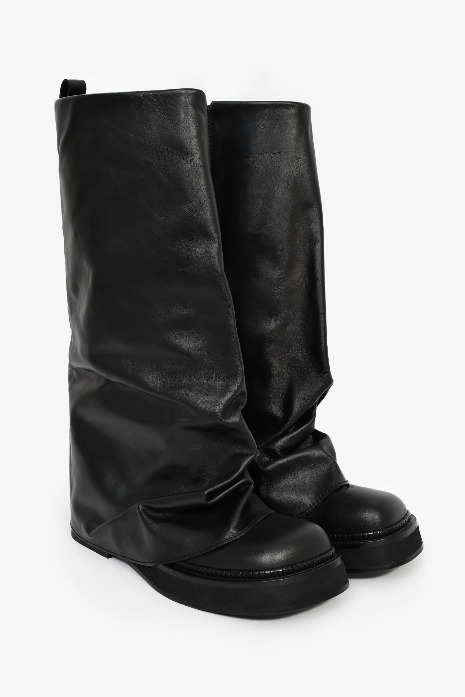 The Attico Black Leather 'Robin' Combat Boots Size 38 - Image 2