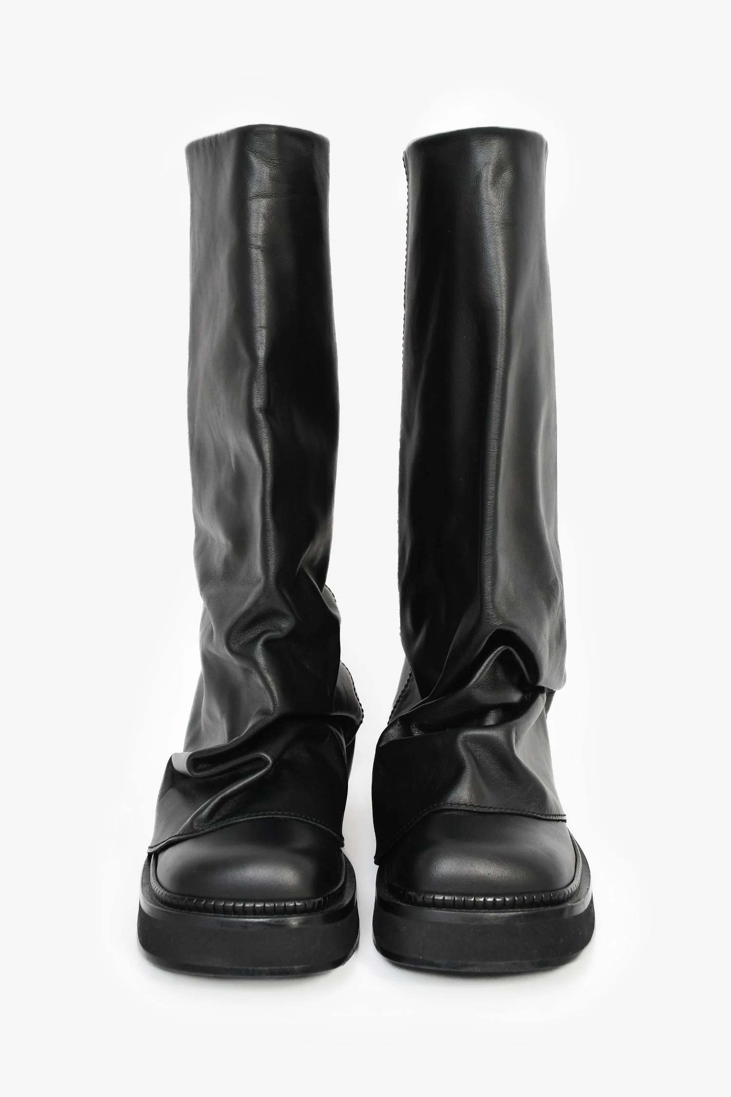 The Attico Black Leather 'Robin' Combat Boots Size 38 - Image 3
