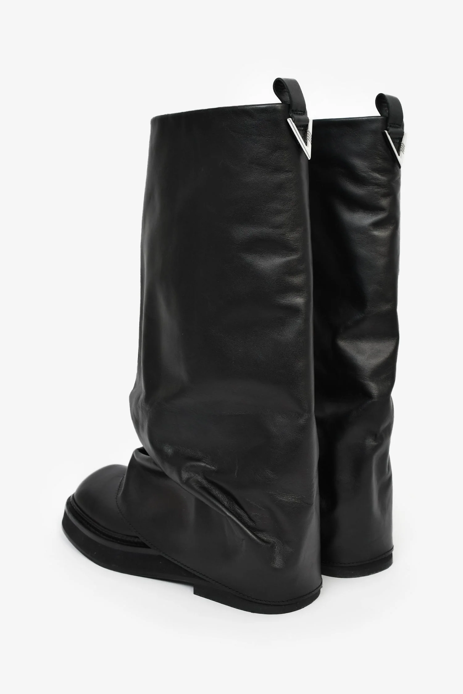 The Attico Black Leather 'Robin' Combat Boots Size 38 - Image 5