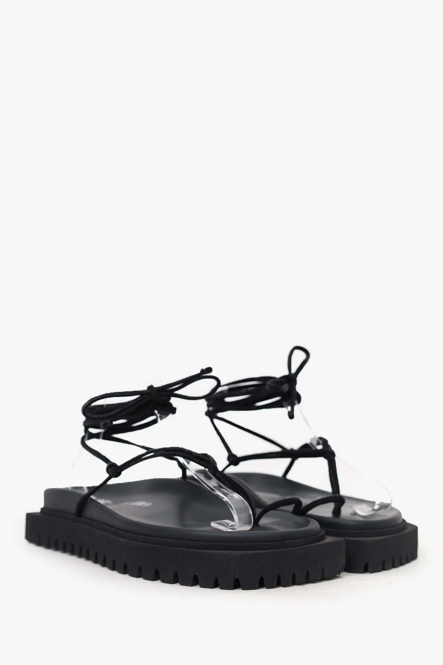 The Attico Black Platform Lace Up Gladiator Sandals Size 39 - Image 2