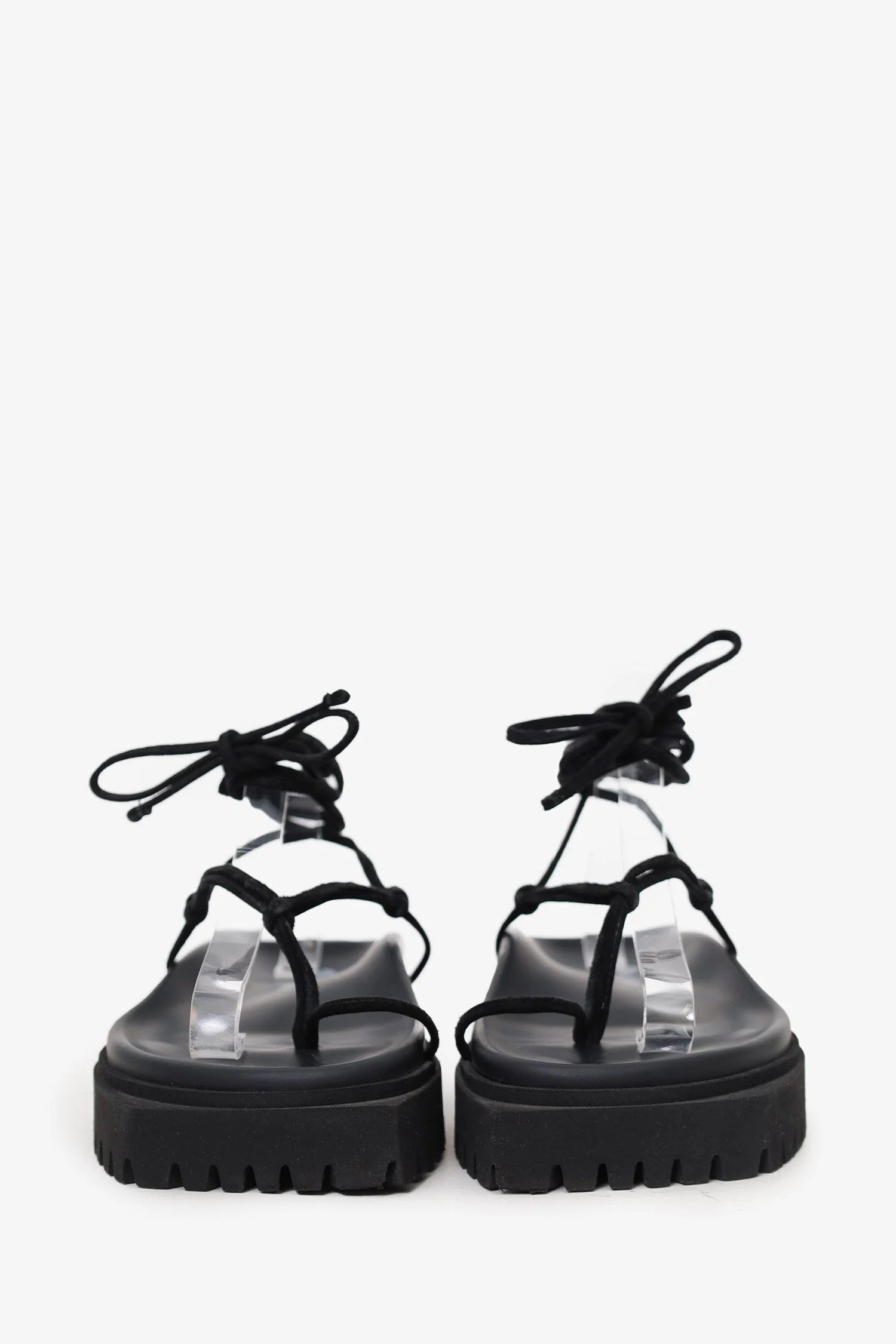 The Attico Black Platform Lace Up Gladiator Sandals Size 39 - Image 3