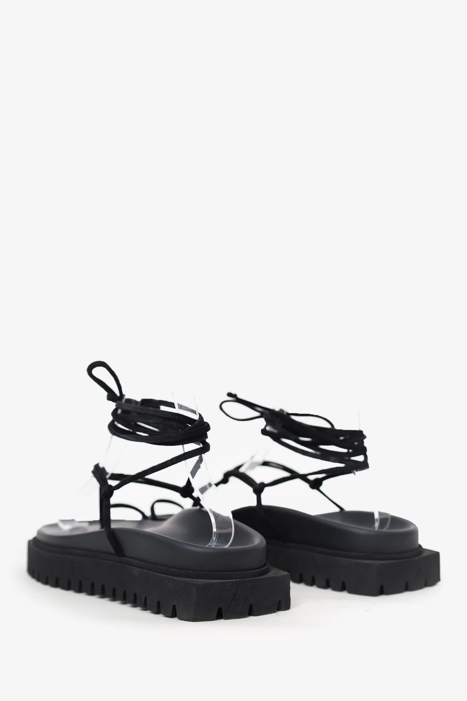 The Attico Black Platform Lace Up Gladiator Sandals Size 39 - Image 4