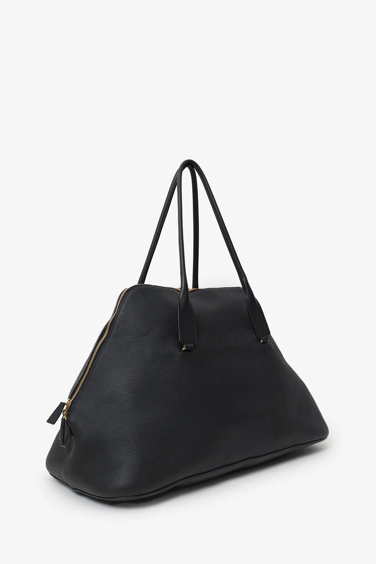 The Row Black Grained Leather Large Devon Weekend Bag - Image 2