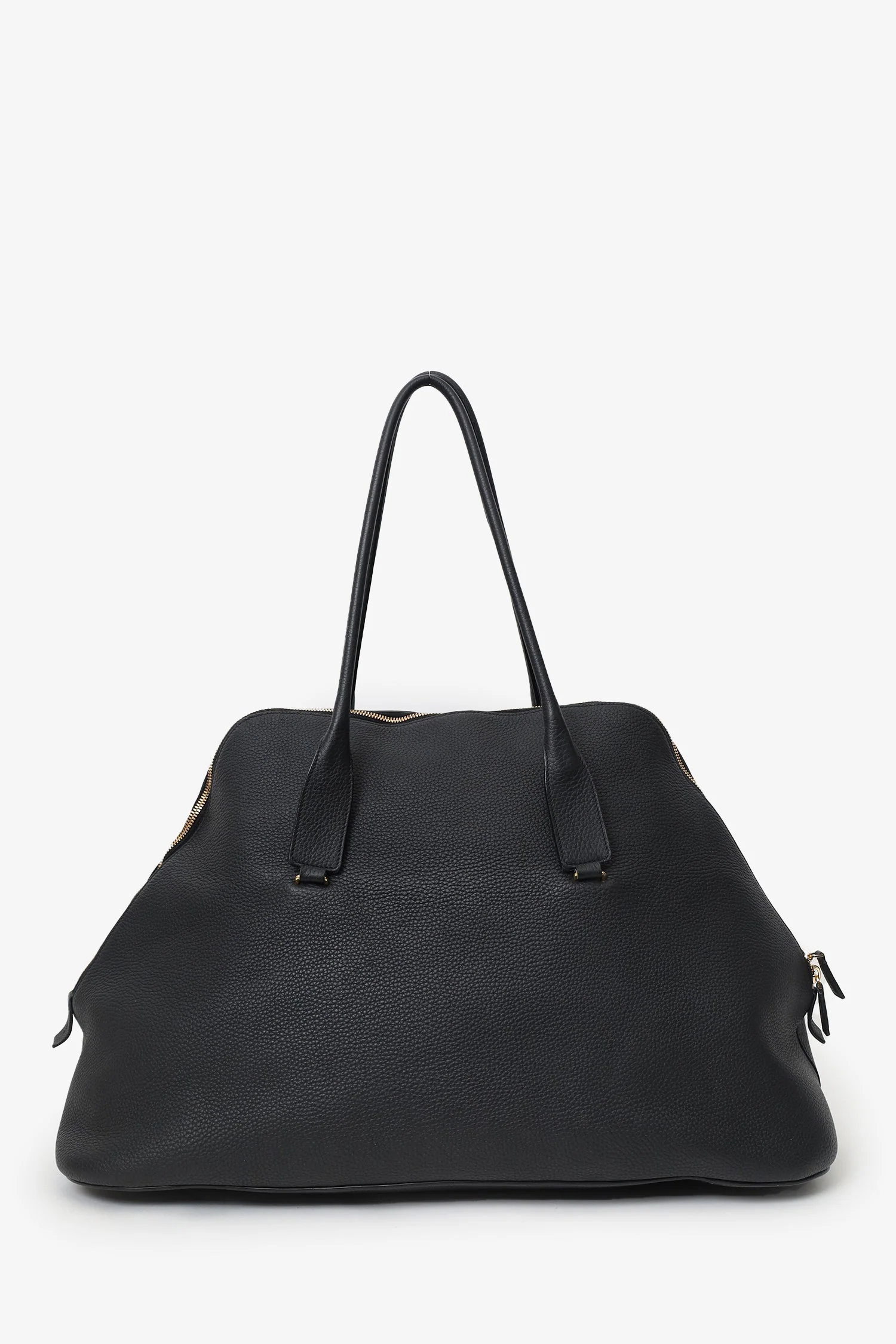 The Row Black Grained Leather Large Devon Weekend Bag - Image 3