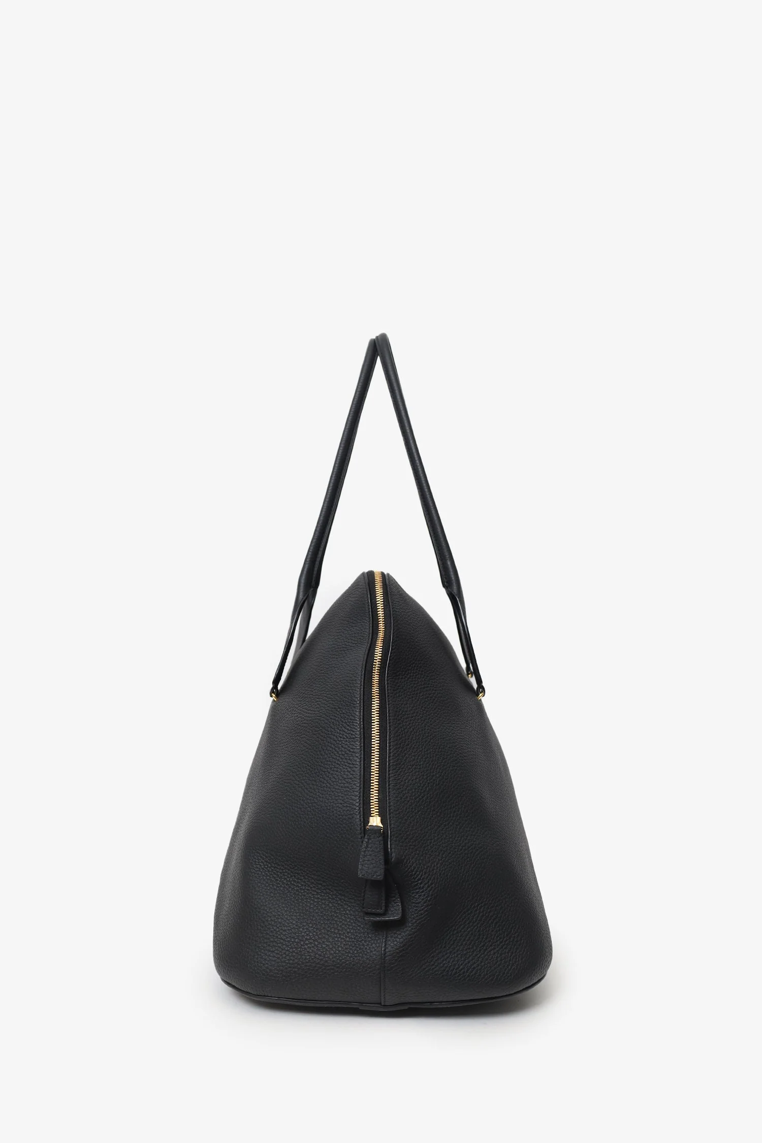 The Row Black Grained Leather Large Devon Weekend Bag - Image 4