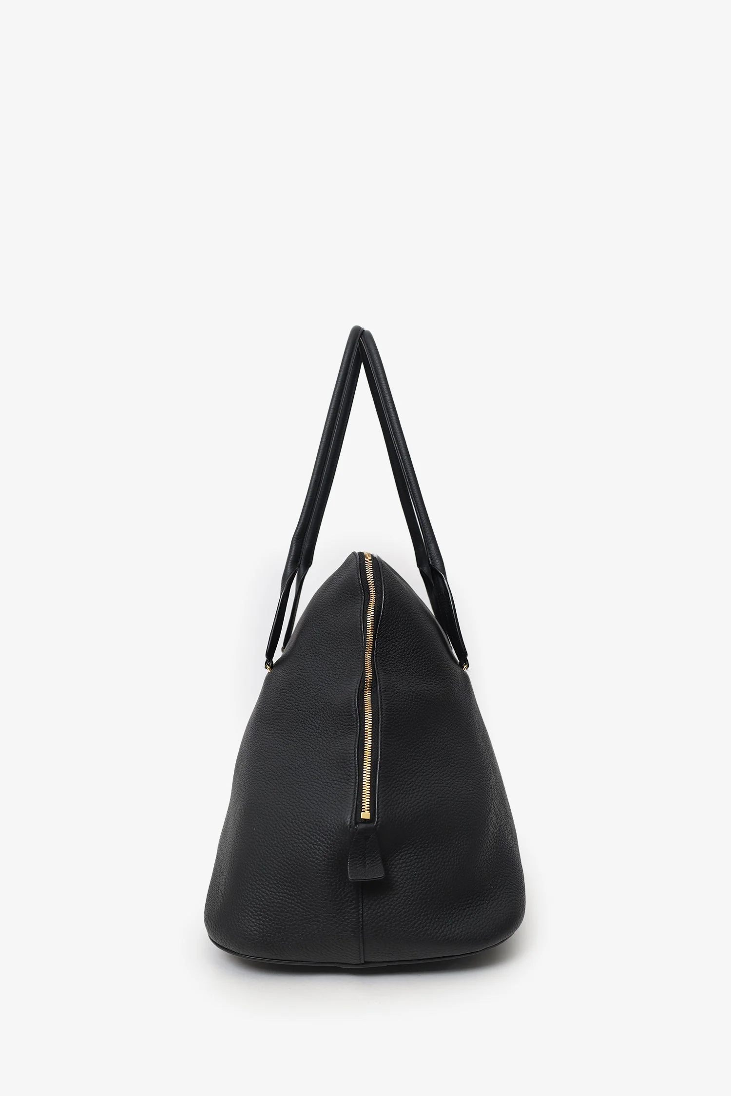 The Row Black Grained Leather Large Devon Weekend Bag - Image 5