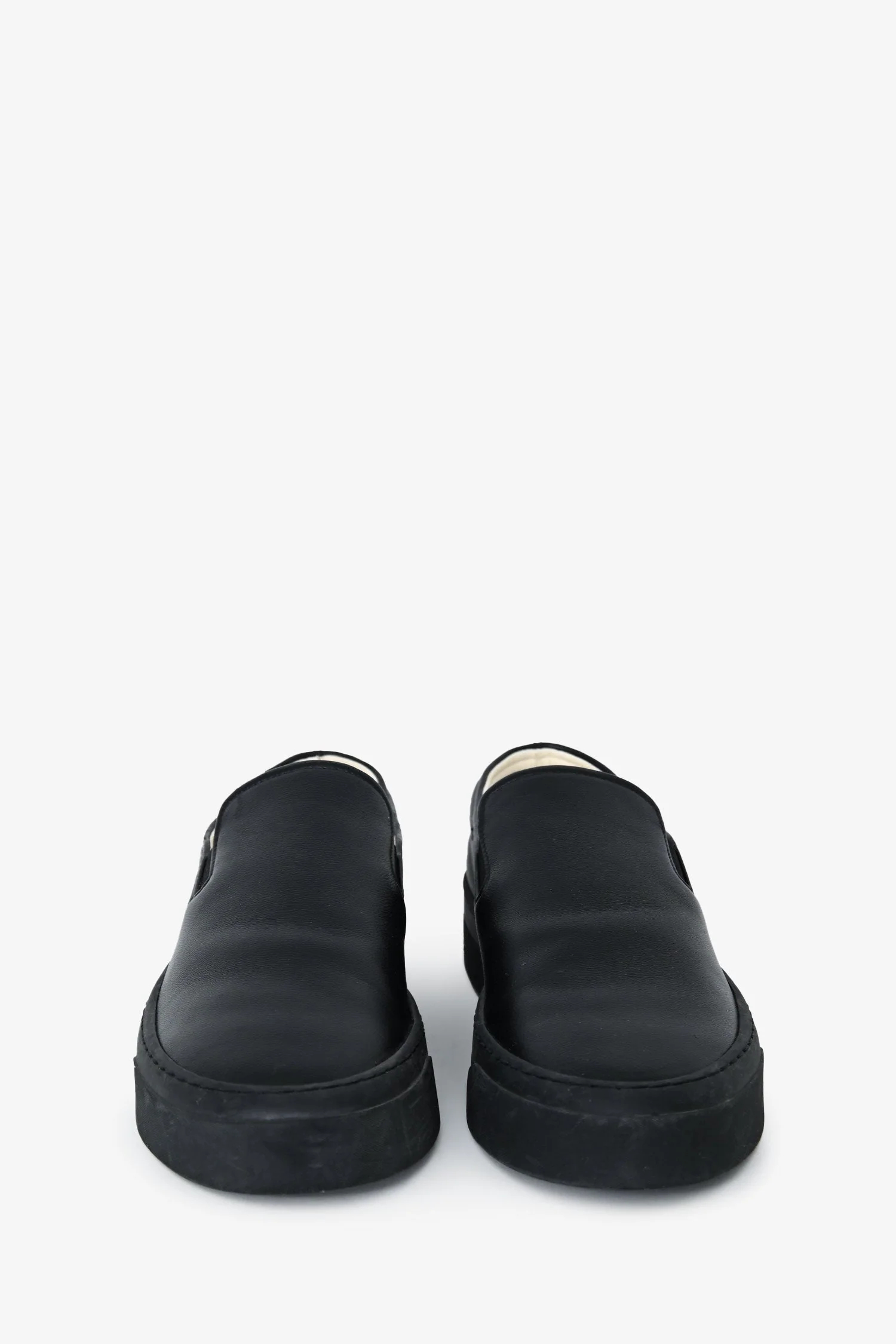 The Row Black Leather Slip-on Sneakers Size 36.5 - Image 3