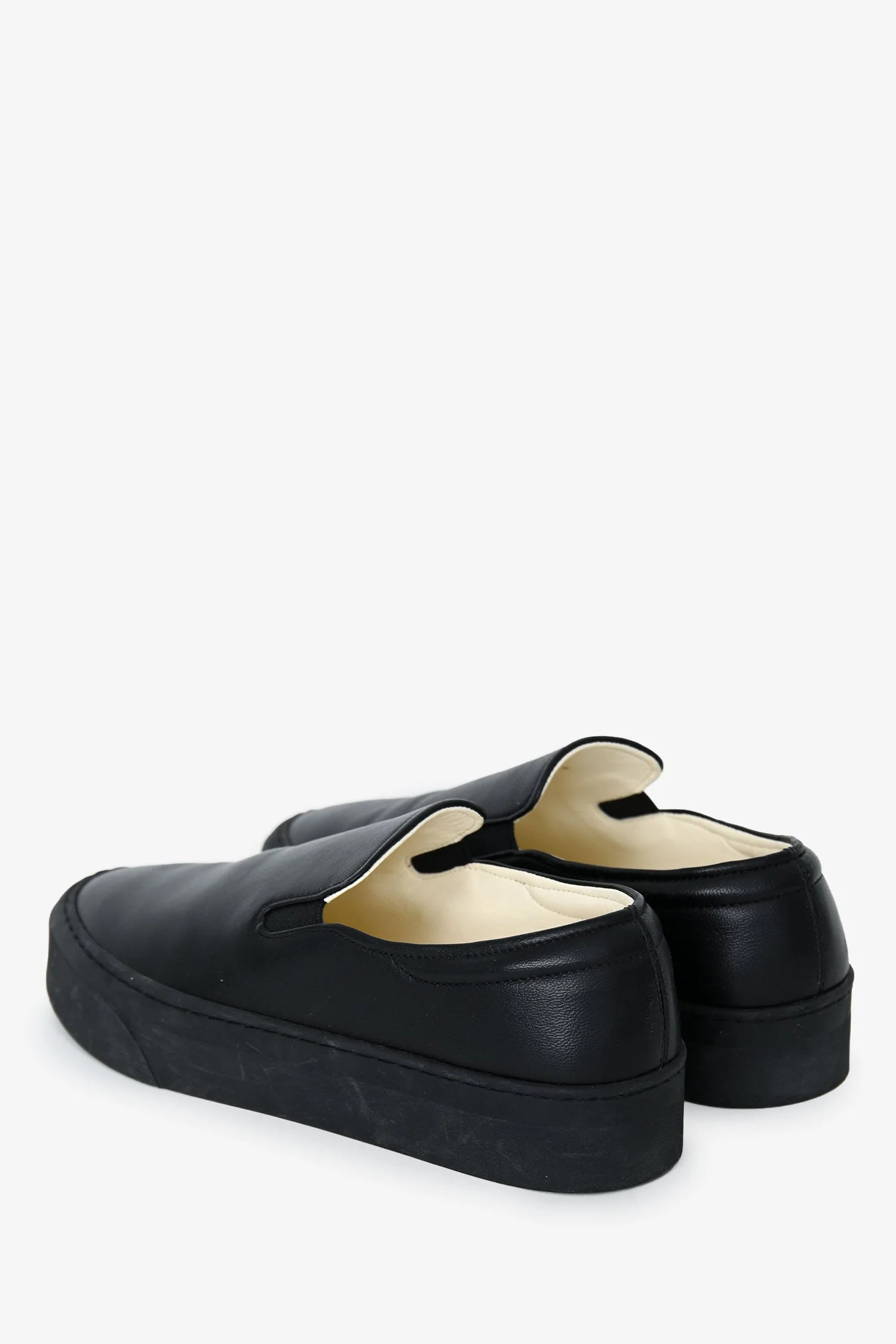 The Row Black Leather Slip-on Sneakers Size 36.5 - Image 4