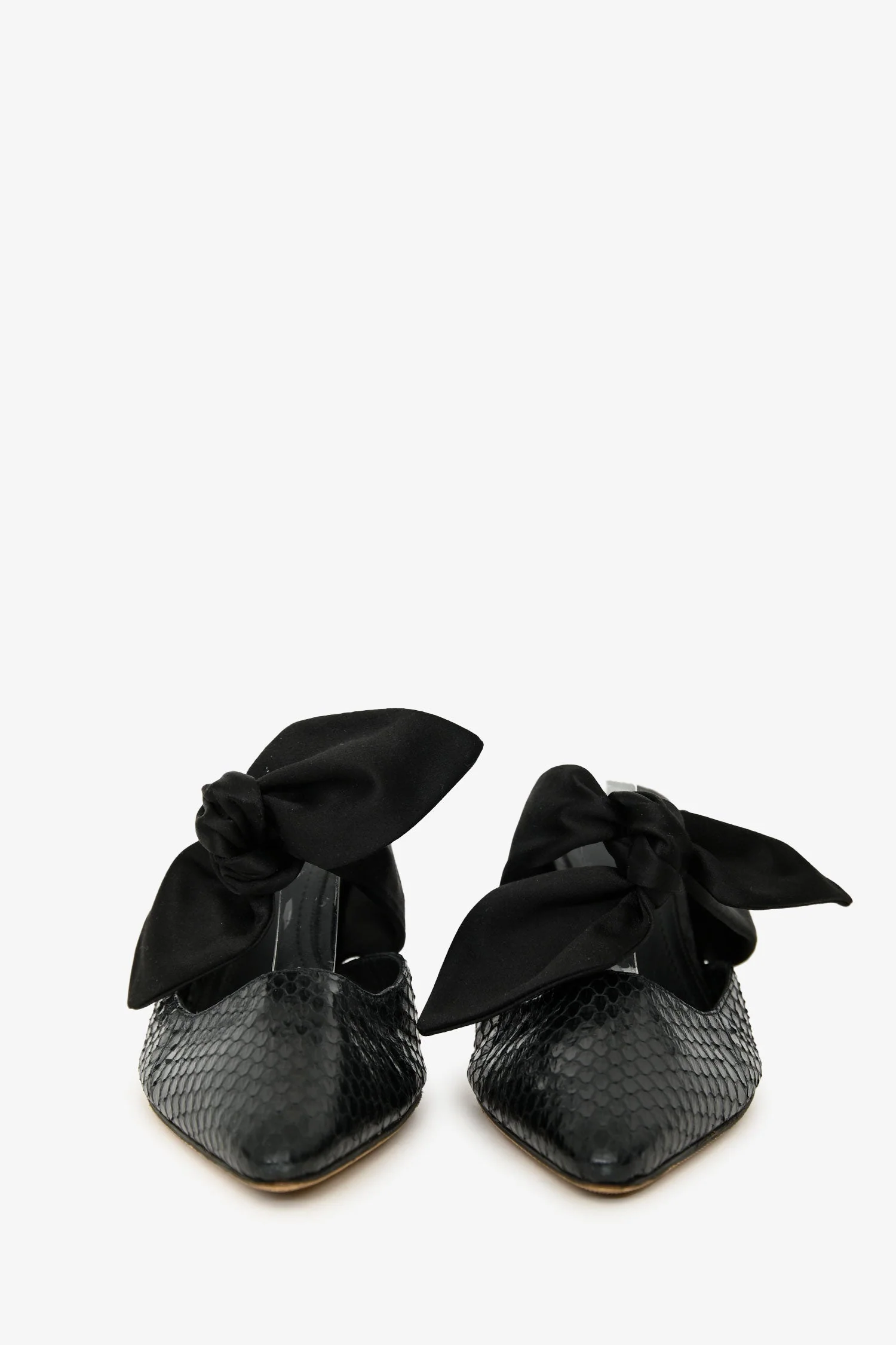 The Row Black Snakeskin Bow Detailed Coco 75 Mules Size 37.5 - Image 3