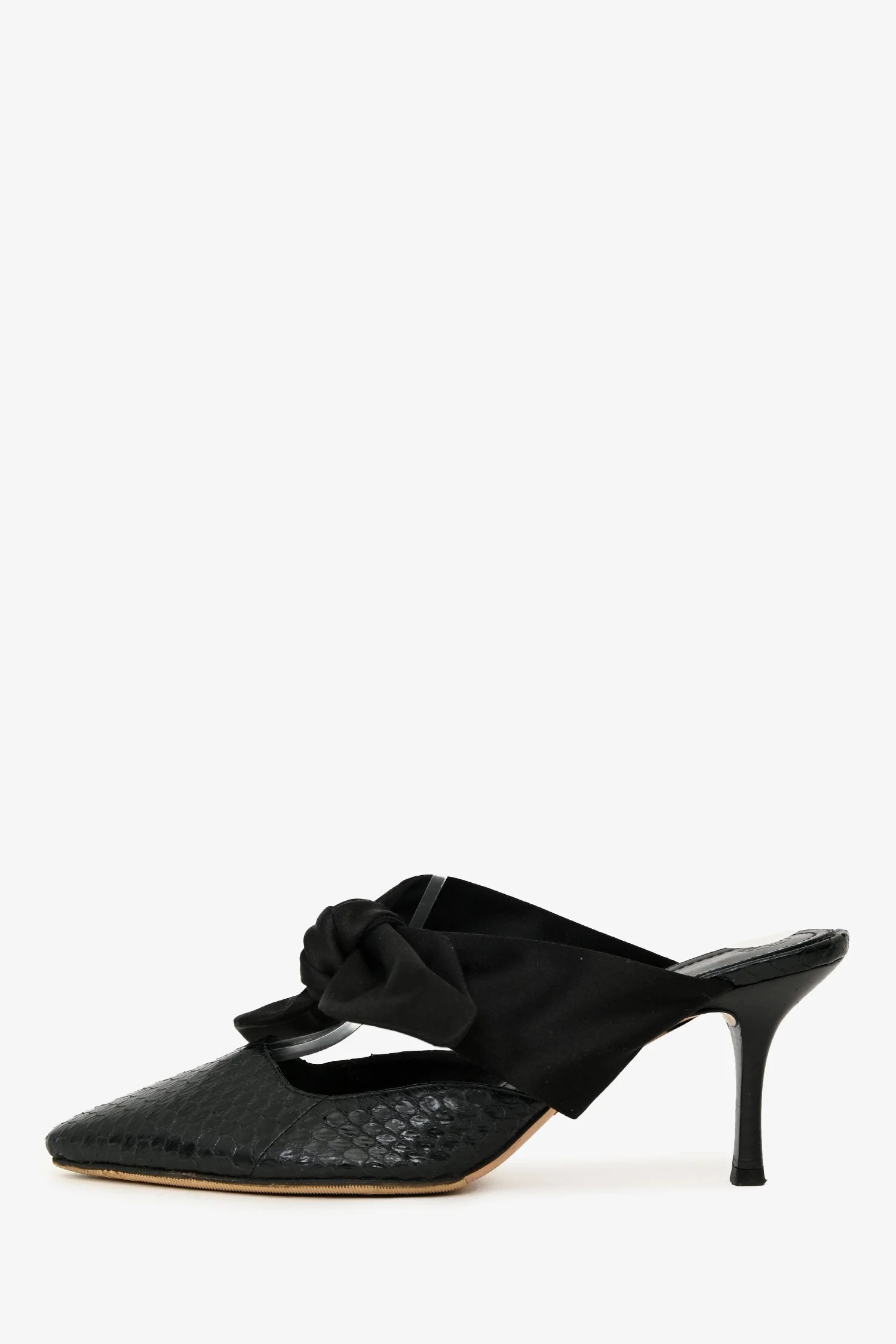 The Row Black Snakeskin Bow Detailed Coco 75 Mules Size 37.5 - Image 4