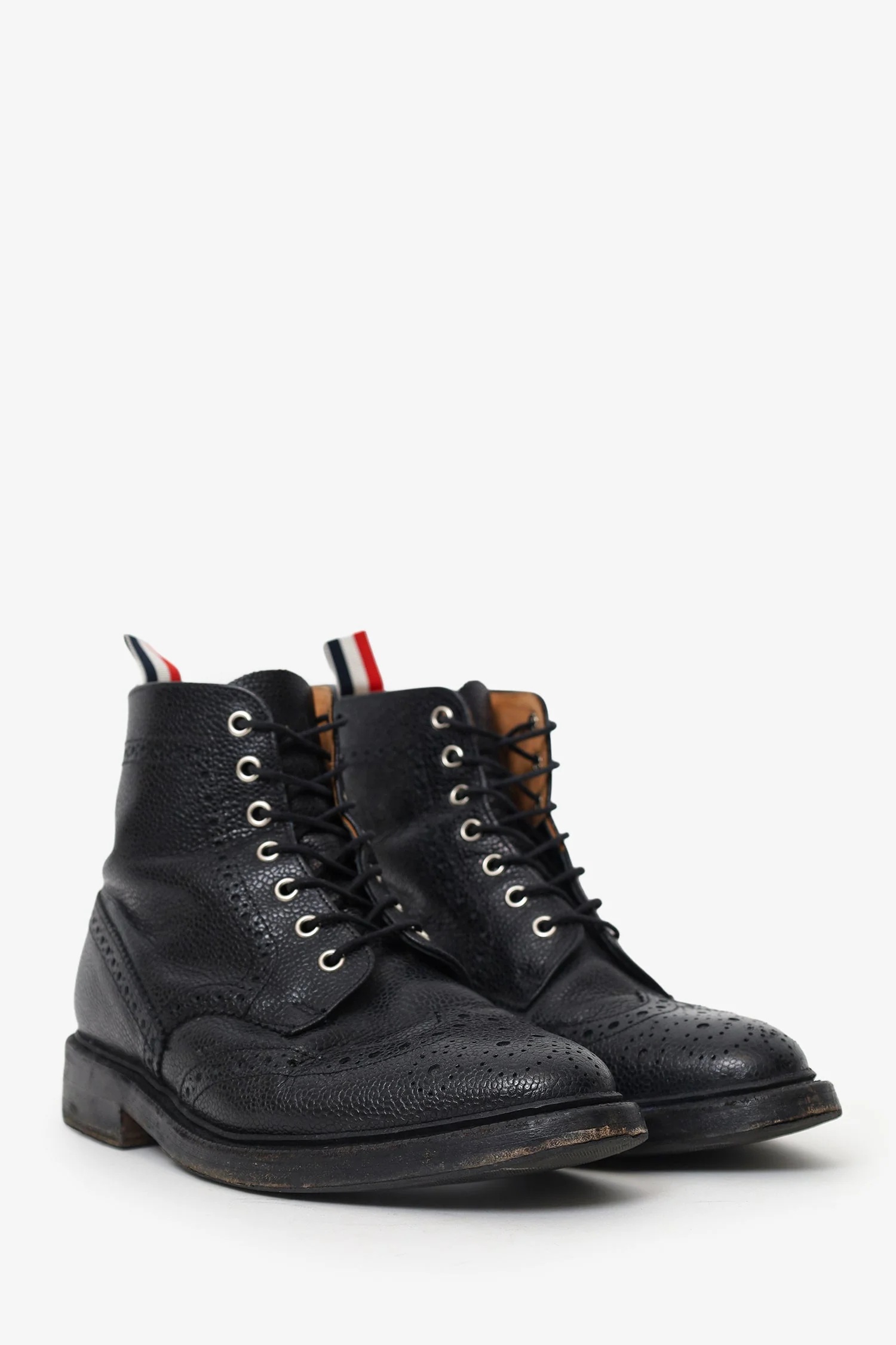 Thom Browne Black Leather Brogue Lace Up Boots Size 8 Mens - Image 2