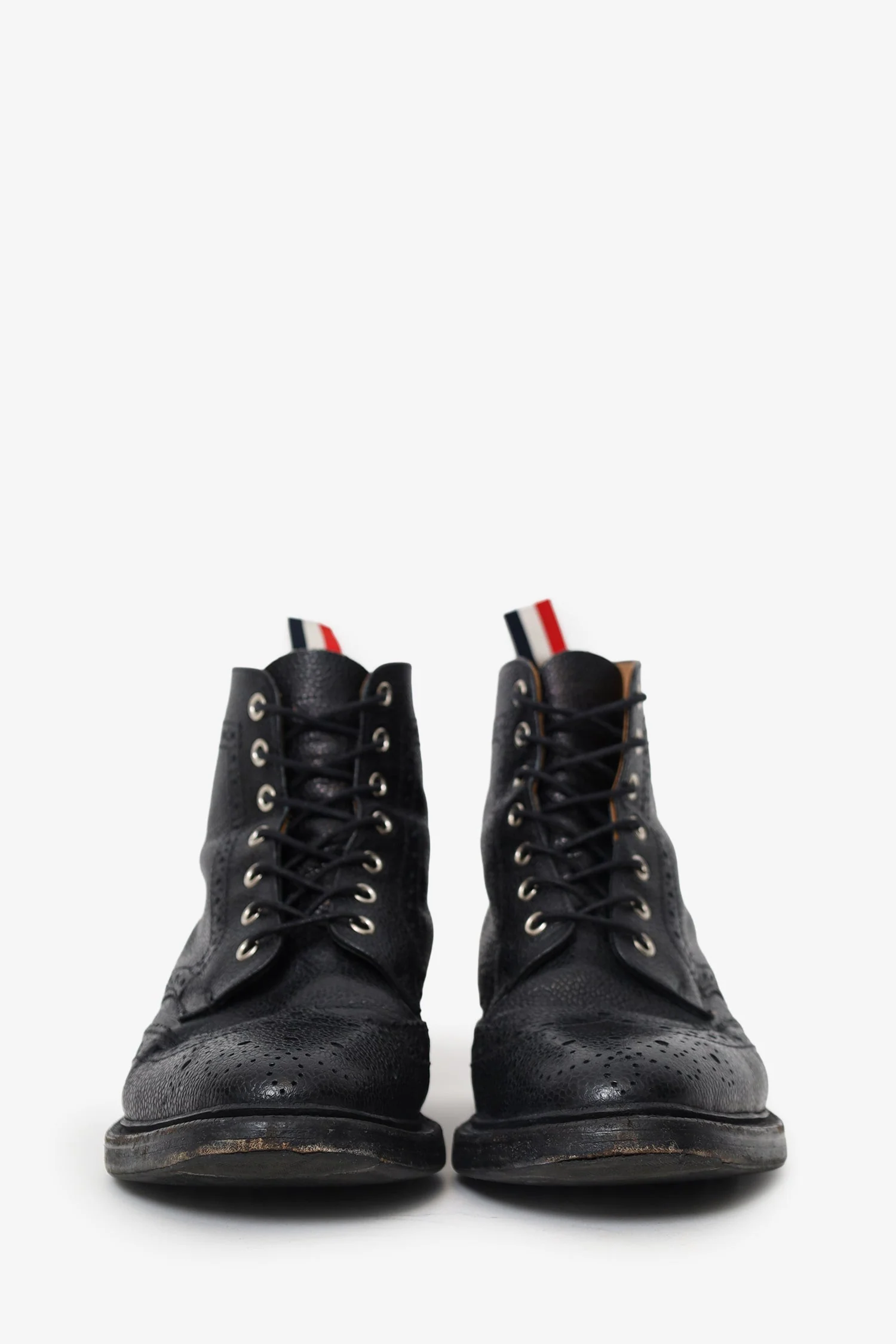Thom Browne Black Leather Brogue Lace Up Boots Size 8 Mens - Image 3