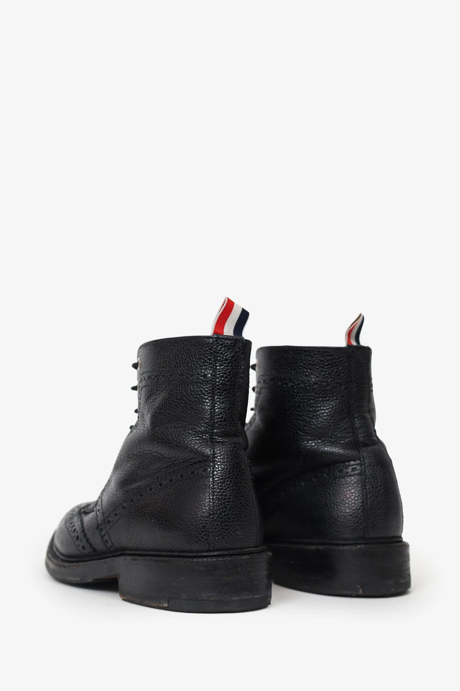 Thom Browne Black Leather Brogue Lace Up Boots Size 8 Mens - Image 4