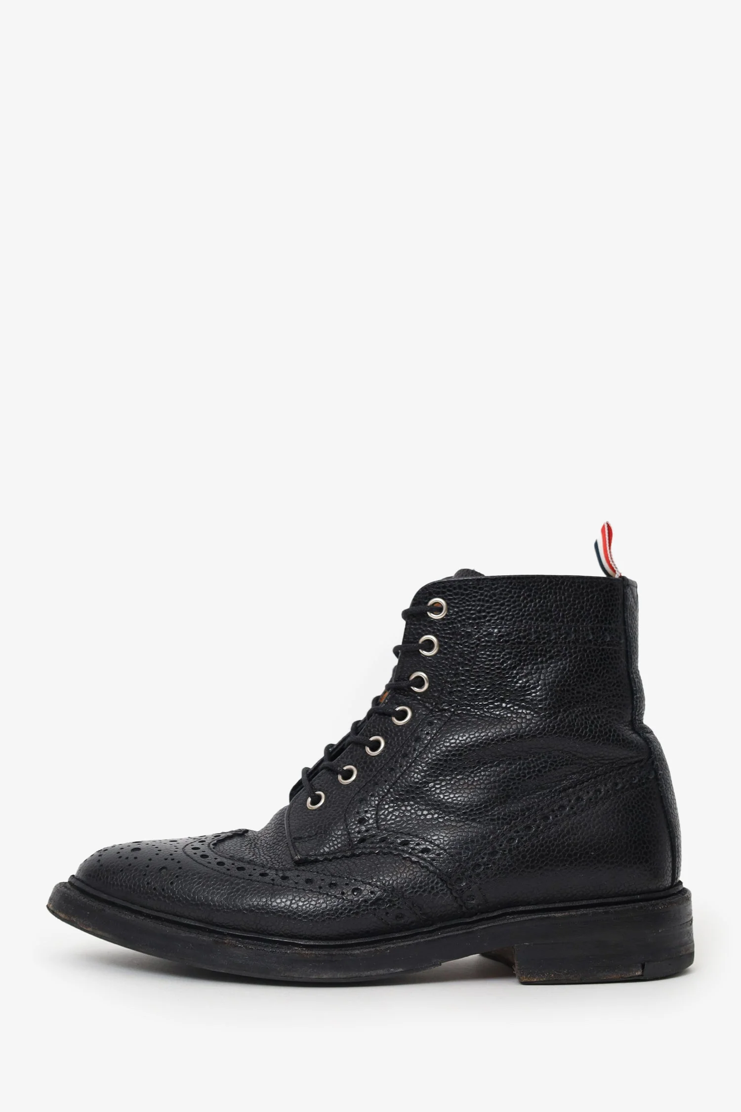 Thom Browne Black Leather Brogue Lace Up Boots Size 8 Mens - Image 5