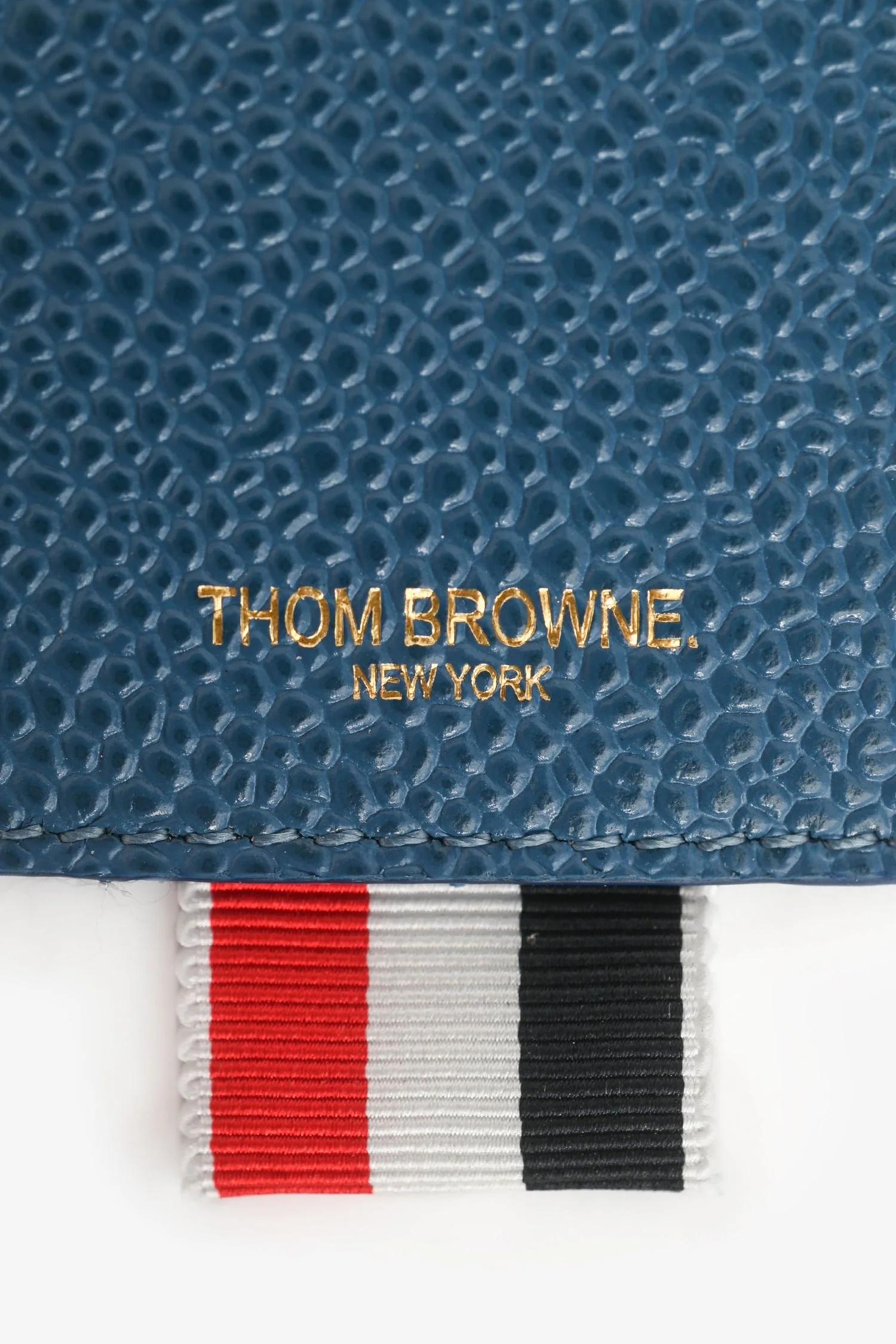 Thom Browne Blue Leather Luggage Tag - Image 2