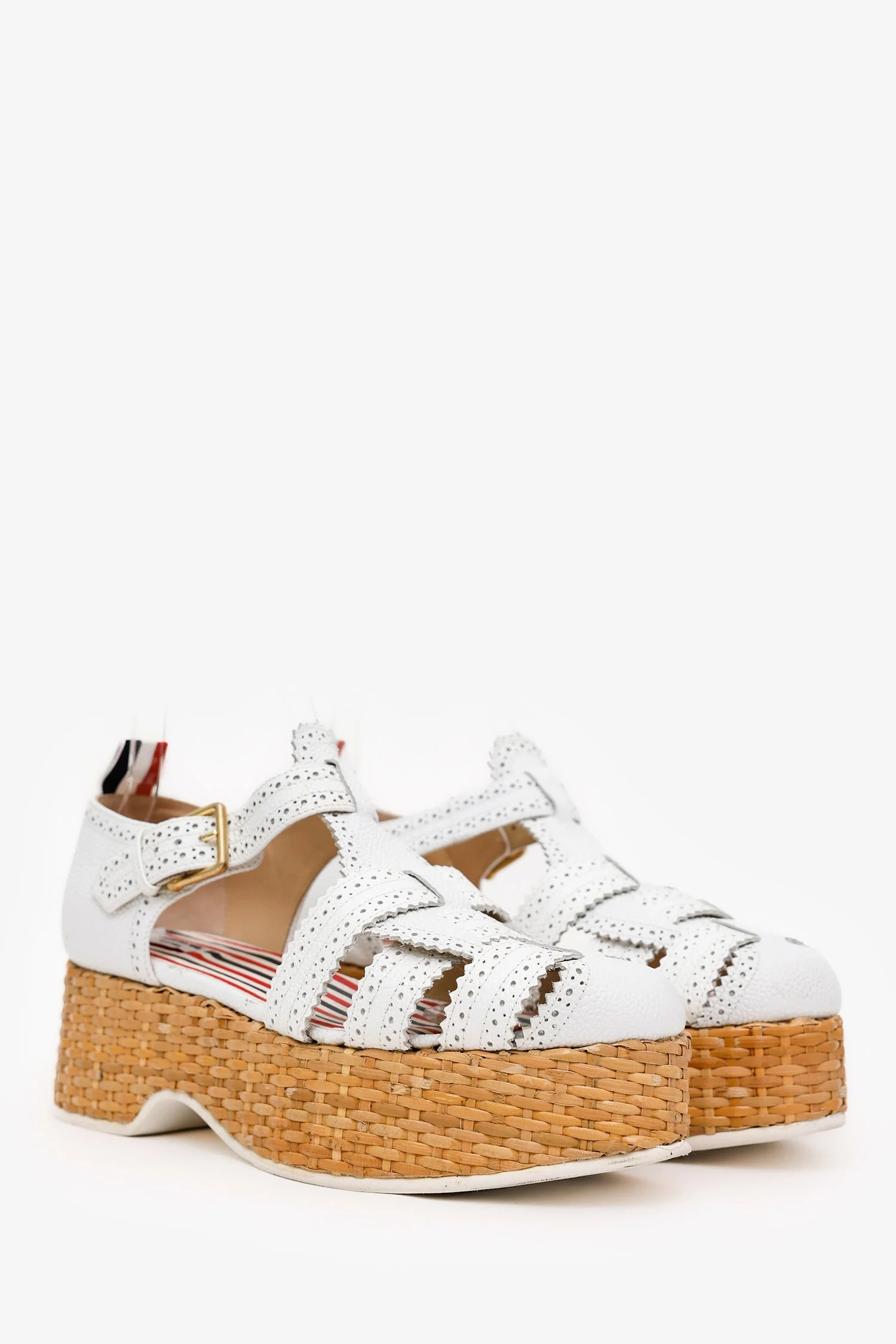 Thom Browne Grained Leather/Wood 'Fisherman' Platform Sandals Size 9.5 - Image 2