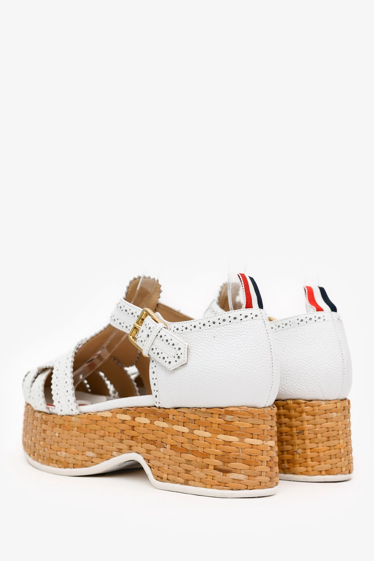 Thom Browne Grained Leather/Wood 'Fisherman' Platform Sandals Size 9.5 - Image 4