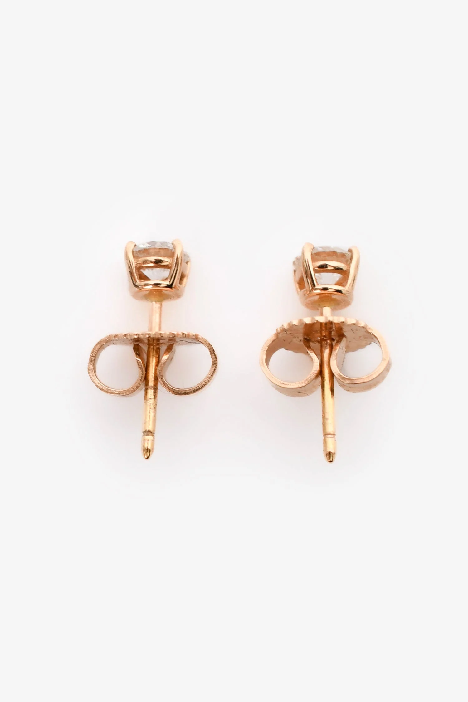 Tiffany & Co. 18K Rose Gold Solitaire Diamond Stud Earrings - Image 2