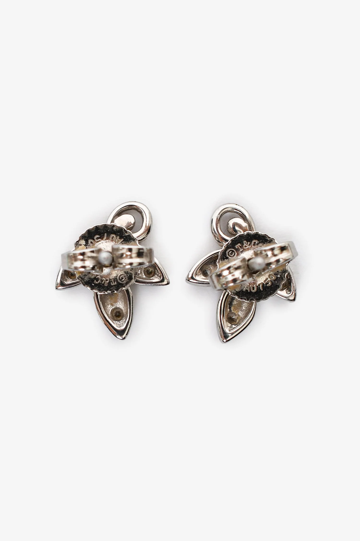 Tiffany & Co. 18K White Gold Diamond Paloma Picasso Olive Leaf Earrings - Image 2