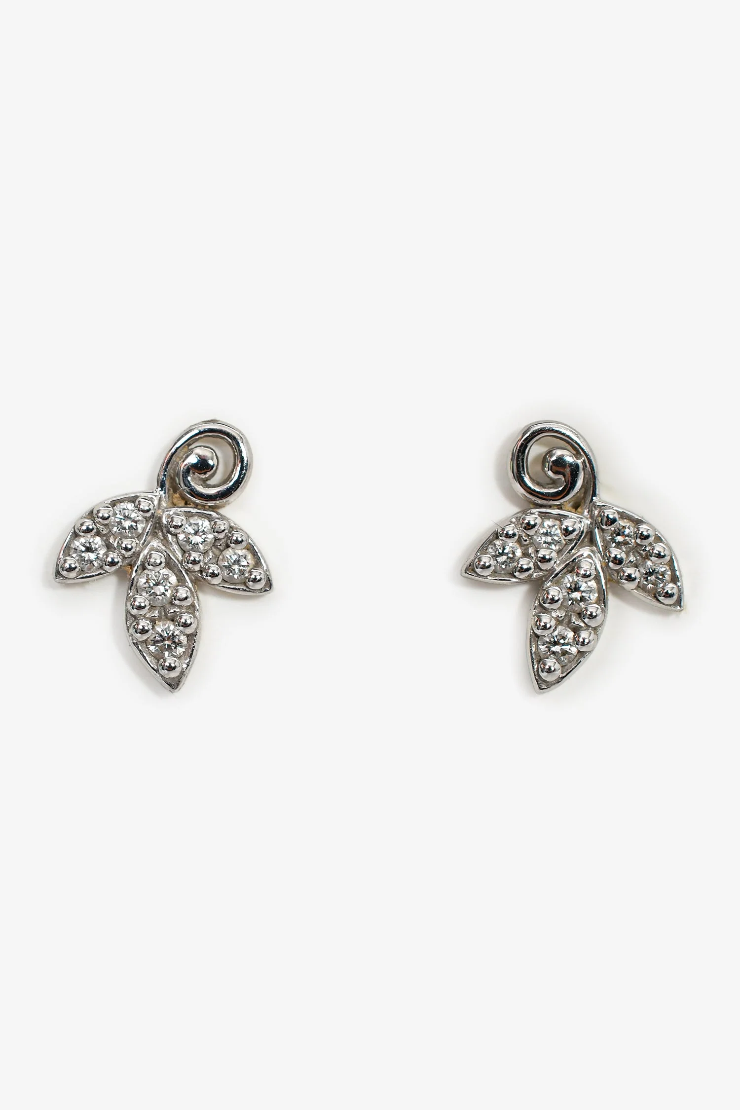 Tiffany & Co. 18K White Gold Diamond Paloma Picasso Olive Leaf Earrings - Image 3