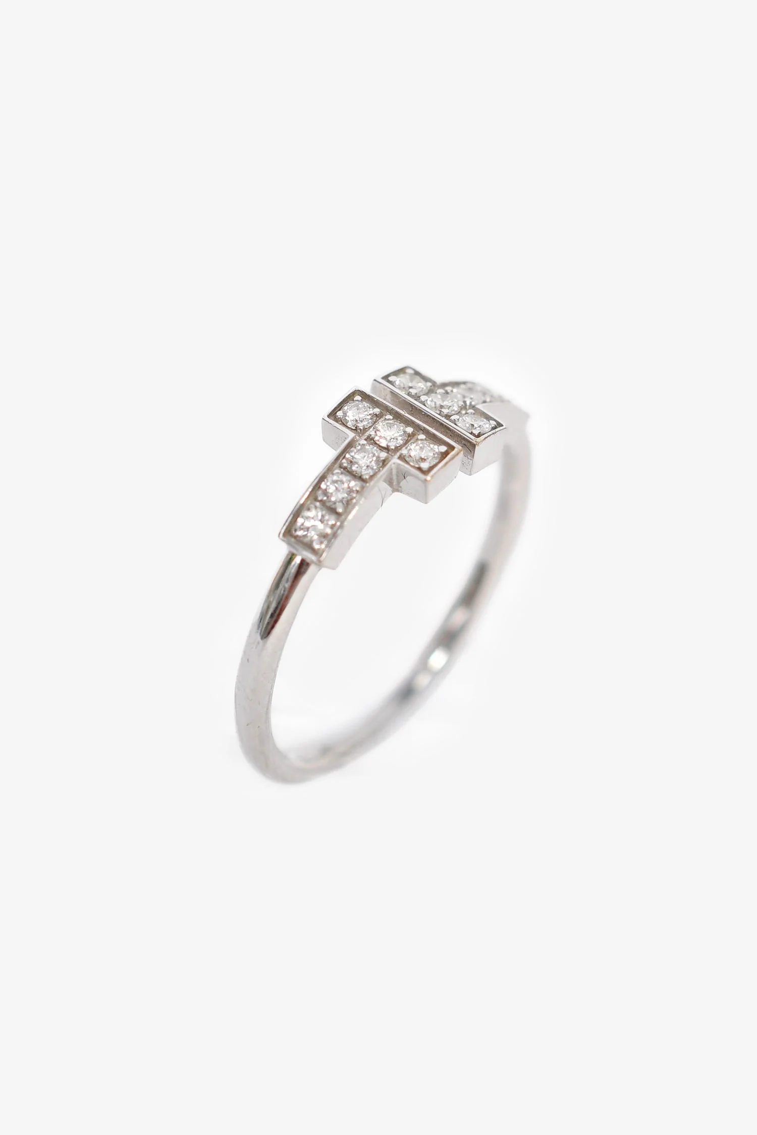 Tiffany & Co. 18K White Gold Diamond T-Wire Ring - Image 2