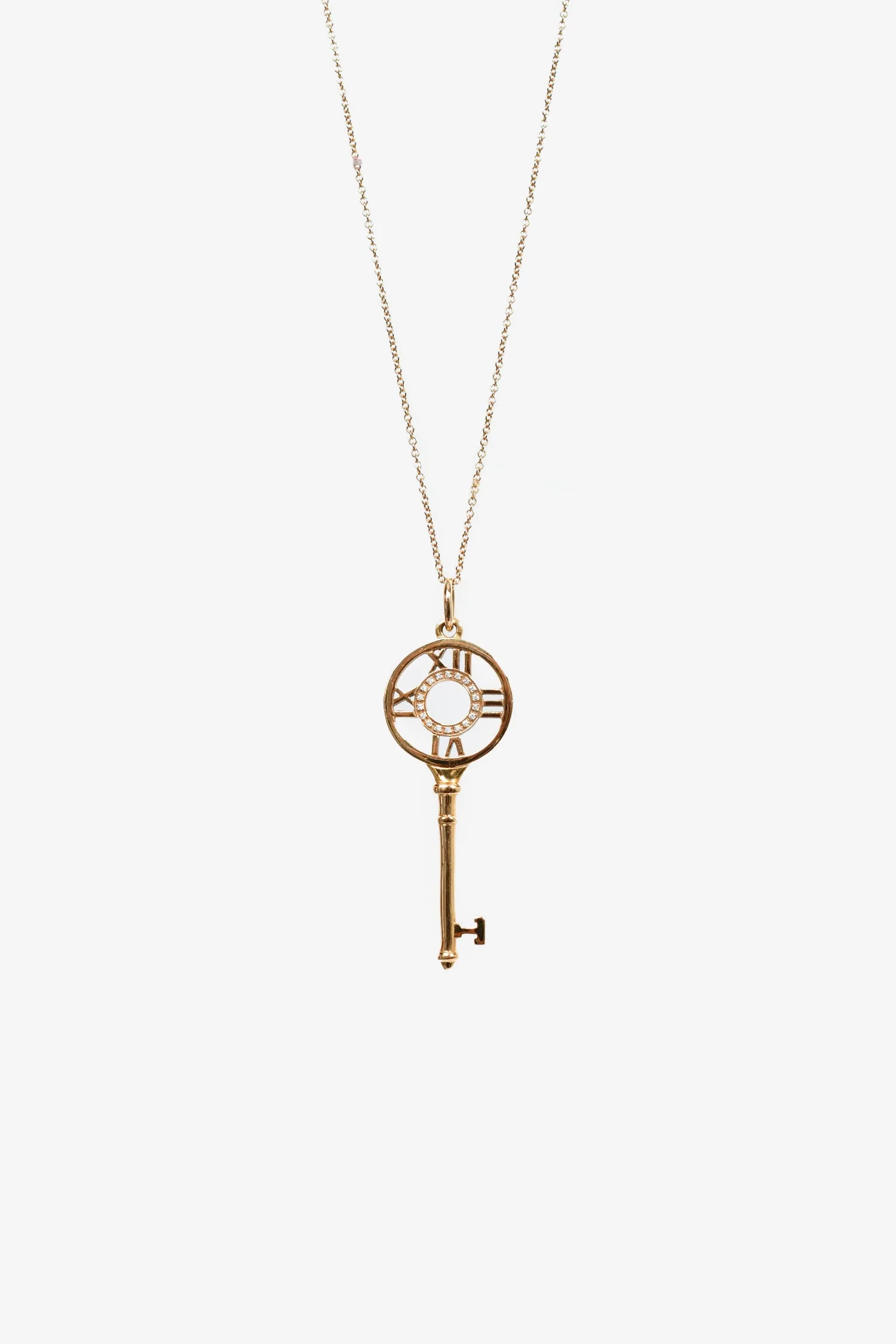 Tiffany & Co. 18K Yellow Gold Diamond 'Atlas' 18" Key Pendant Necklace - Image 2