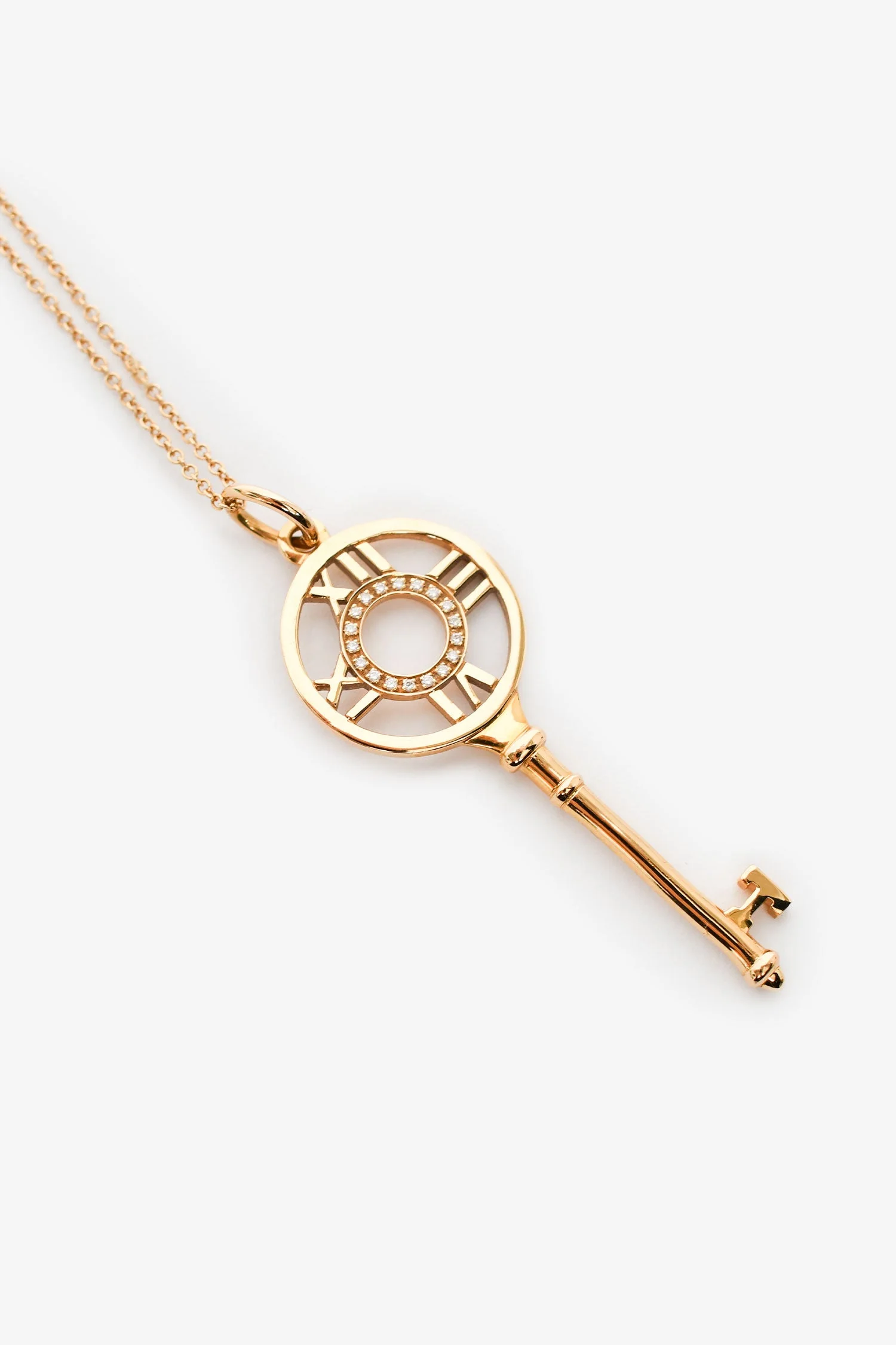 Tiffany & Co. 18K Yellow Gold Diamond 'Atlas' 18" Key Pendant Necklace - Image 4