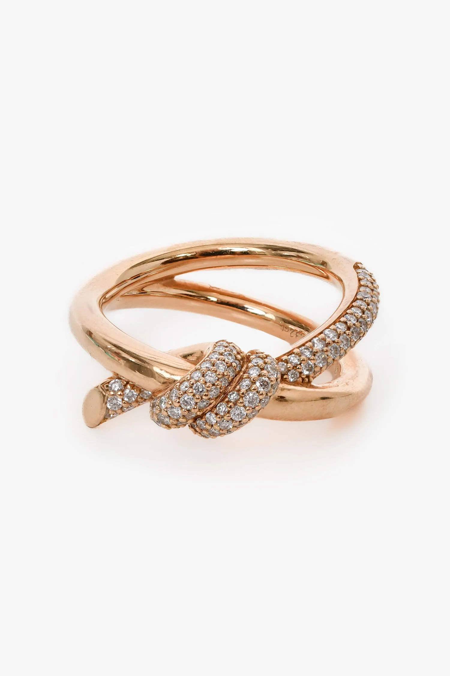 Tiffany & Co. 18K Yellow Gold Diamond Knot Double Row Ring Size 7 - Image 2