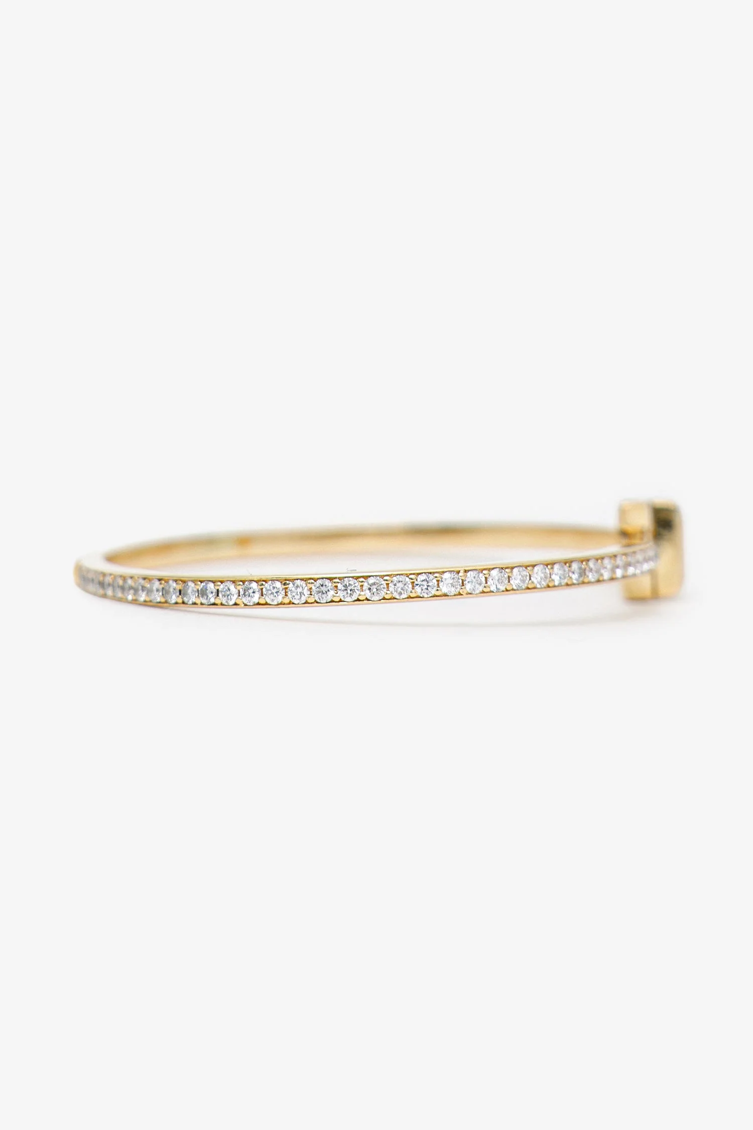 Tiffany & Co. 18k Yellow Gold TT1 Narrow Diamond Hinged Bangle - Image 2