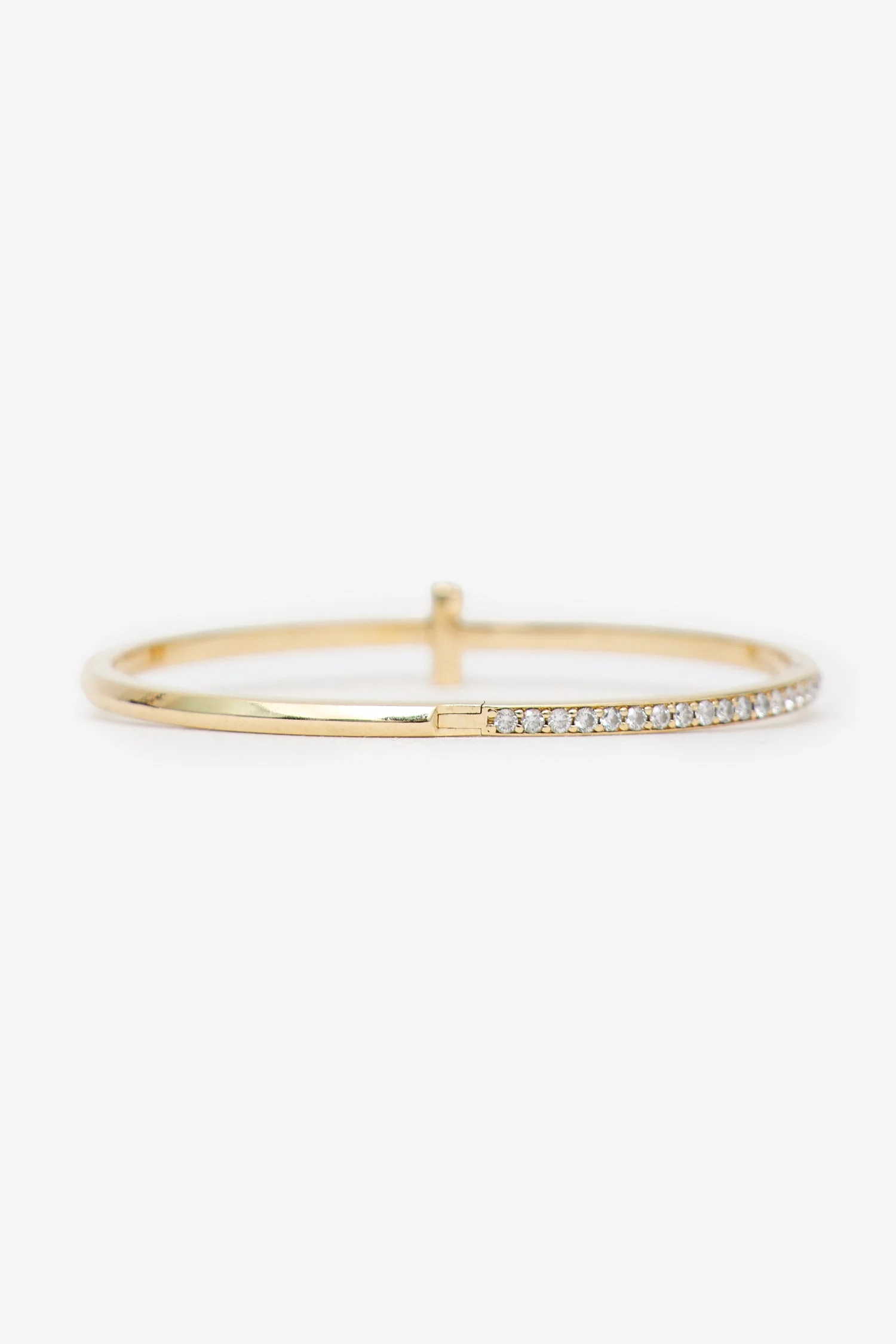 Tiffany & Co. 18k Yellow Gold TT1 Narrow Diamond Hinged Bangle - Image 3