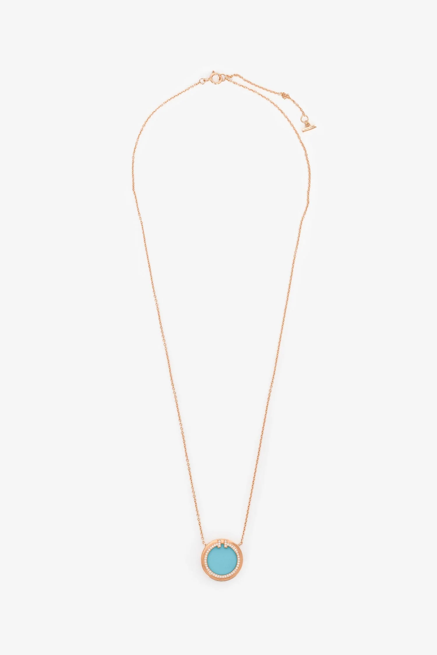 Tiffany & Co. 18K Yellow Gold/Turquoise T Circle 0.05ct Diamond Pendant - Image 2
