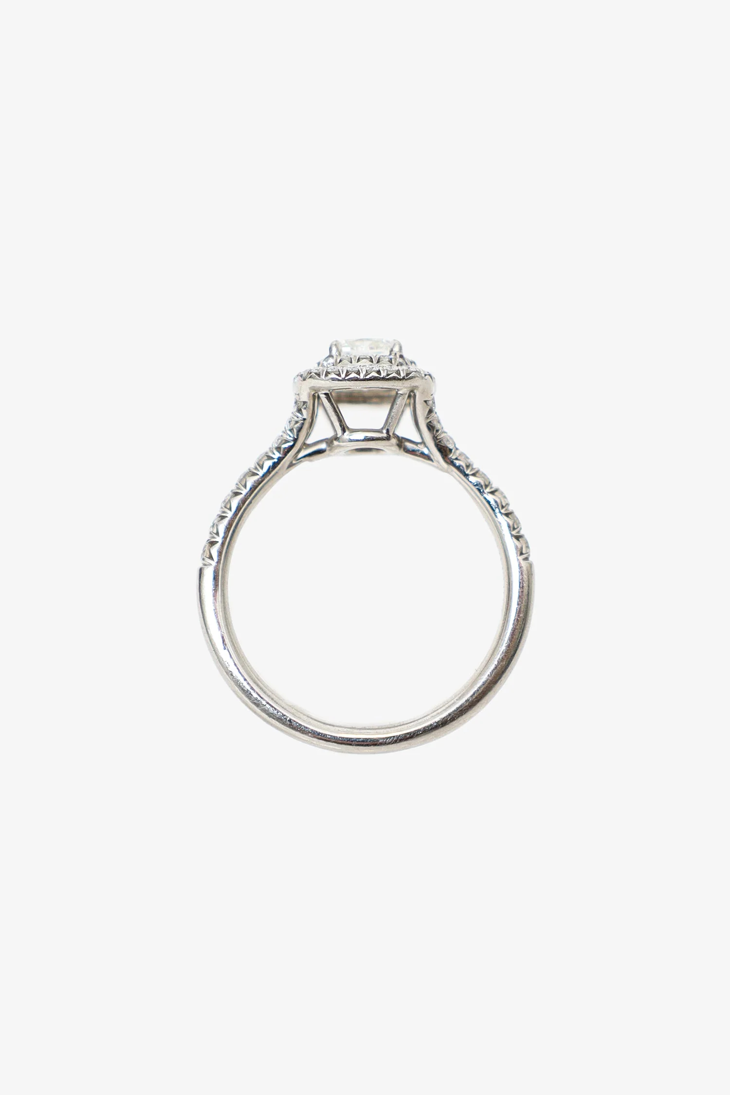 Tiffany & Co .55 Diamond/Platinum Soleste Cushion-Cut Double Halo Engagement Ring - Image 2
